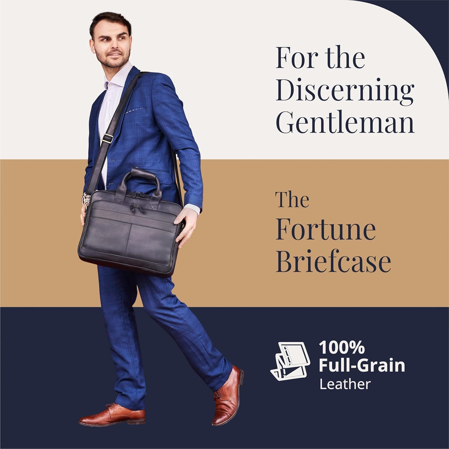 Luxorro Full-Grain Leather Briefcase for Men thumbnail 2