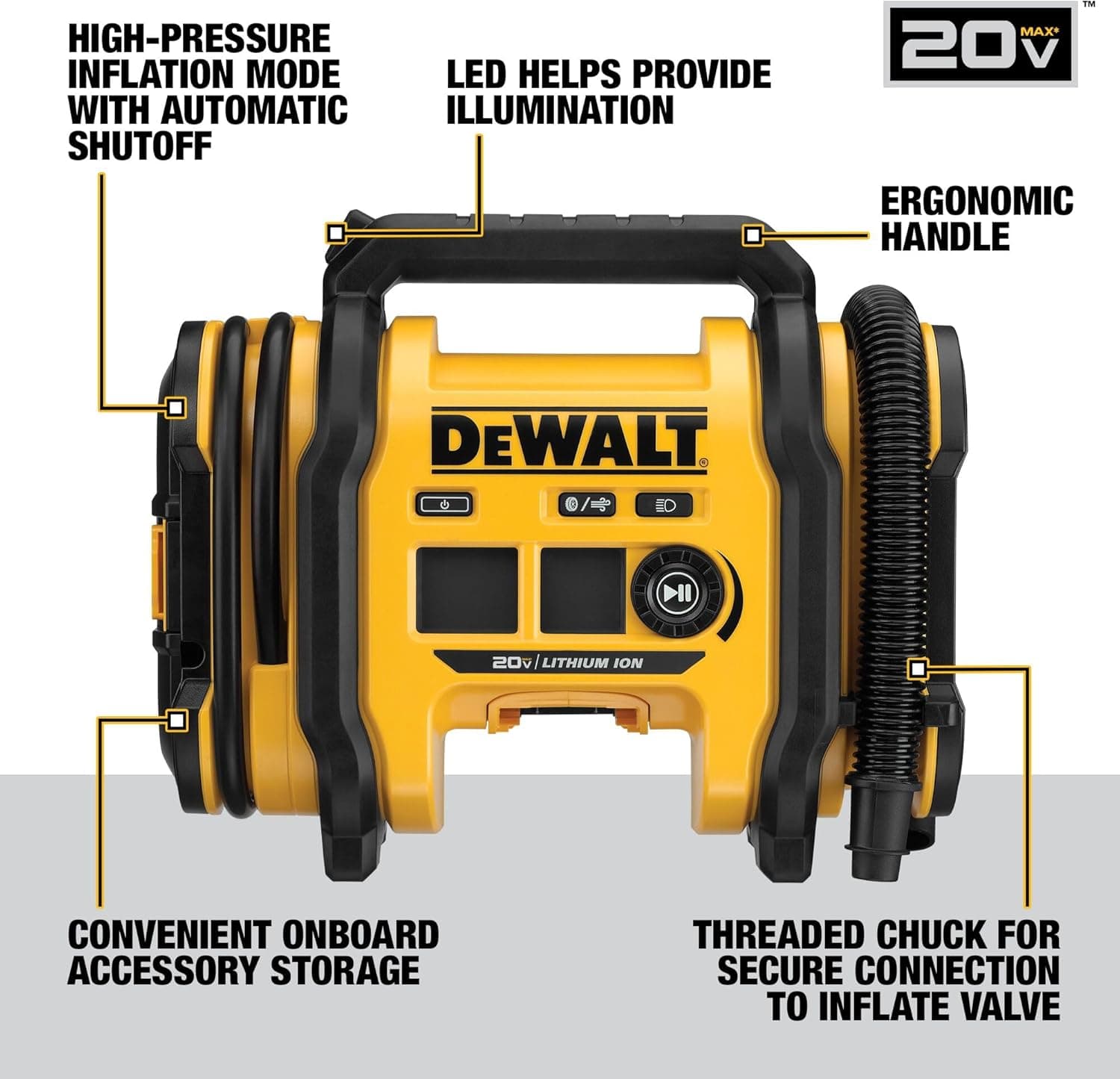 DeWalt 20V MAX Cordless Tire Inflator (DCC020IB) thumbnail 2