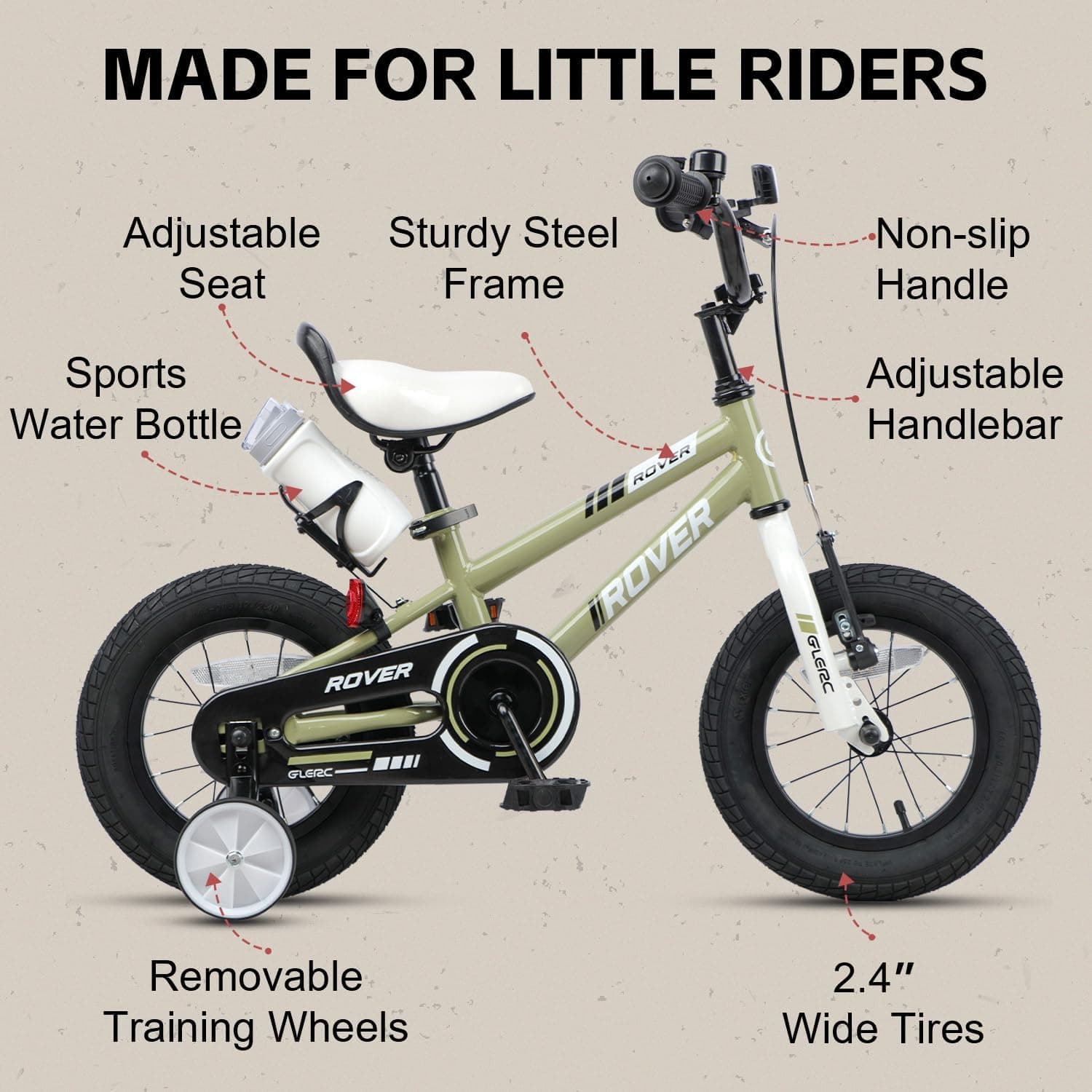 Glerc Rover Kids Bike 16-Inch with Water Bottle thumbnail 2