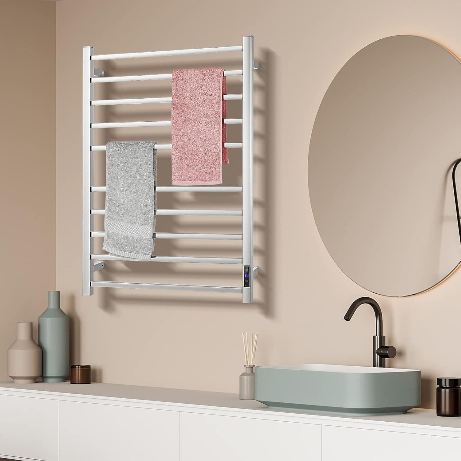 Tangkula 10-Bar Wall Mounted Towel Warmer with Timer thumbnail 3
