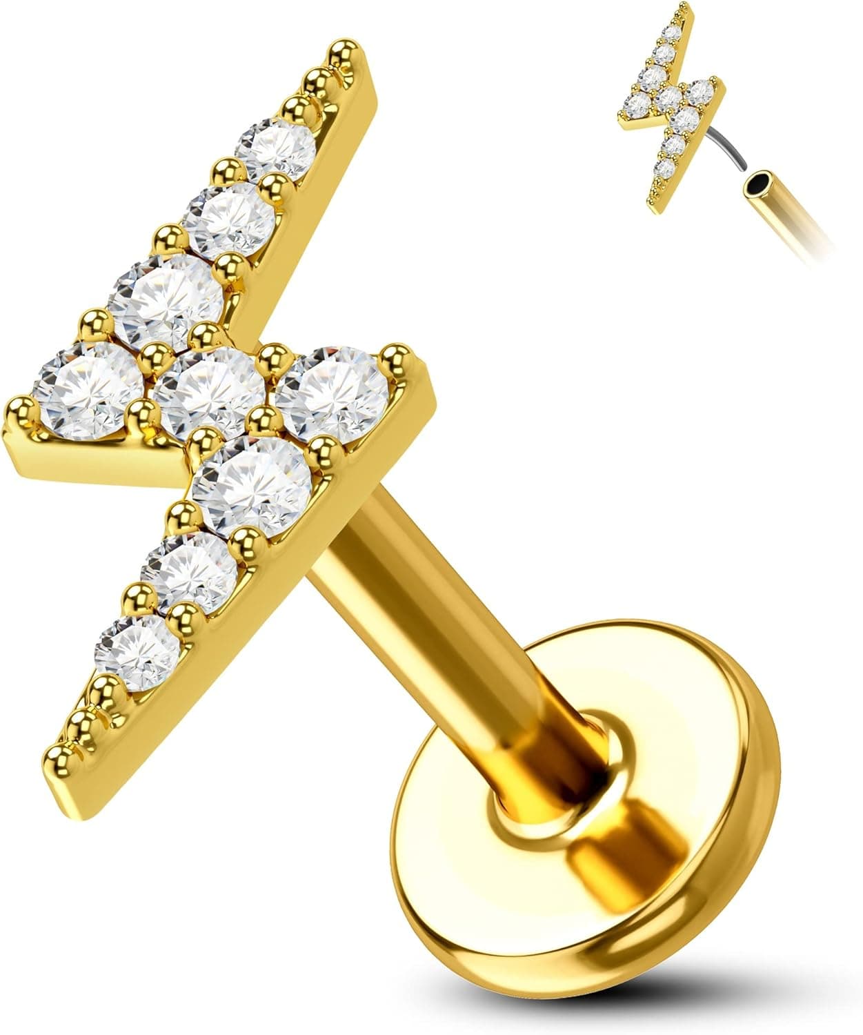 COCHARM 14K Solid Gold Flat Back Helix Earrings with Titanium Post - image 1