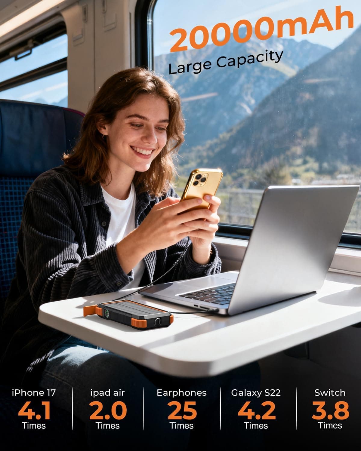 BLAVOR Solar Power Bank 20000mAh with Wireless Charging thumbnail 5