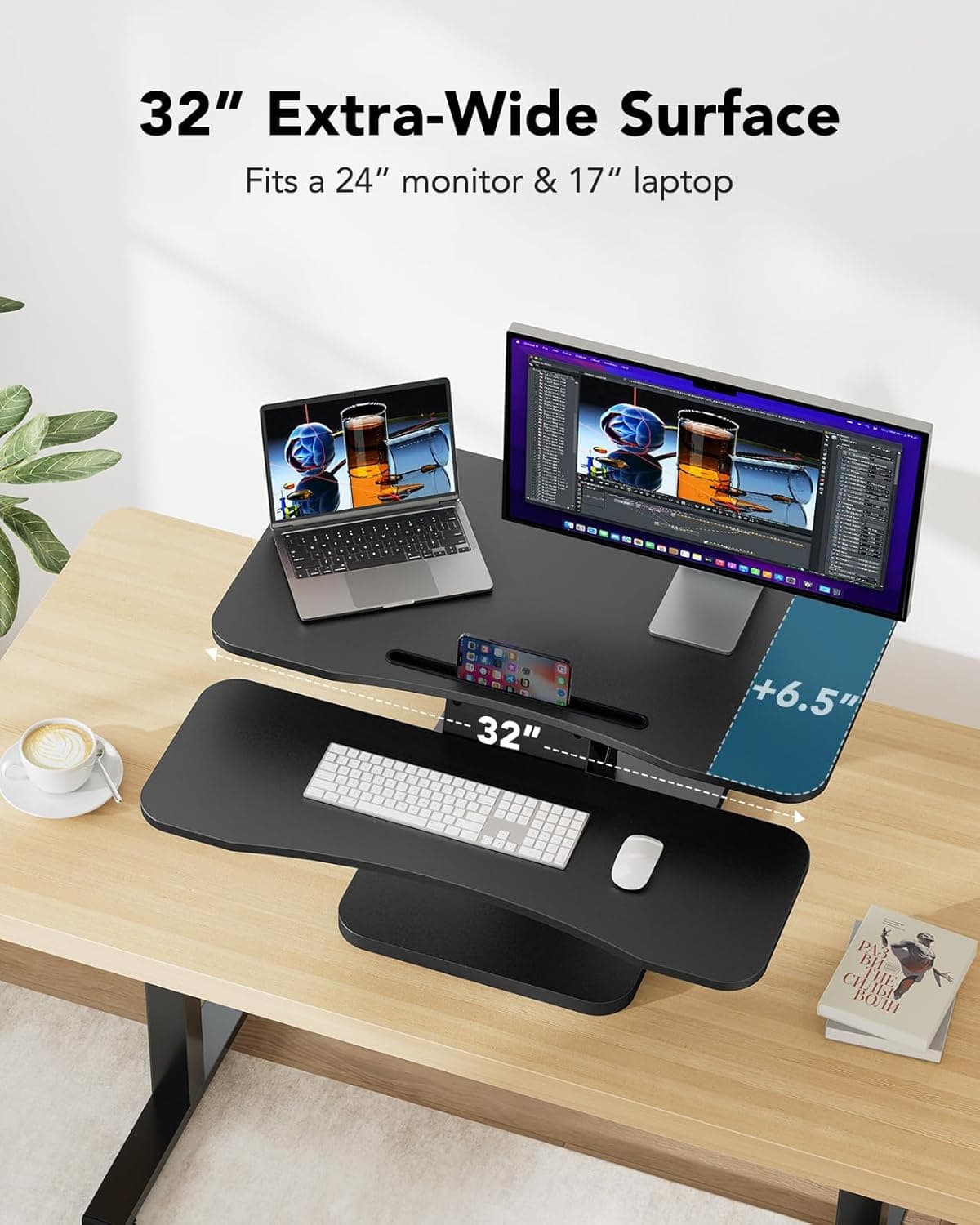 HUANUO 32-Inch Standing Desk Converter thumbnail 3