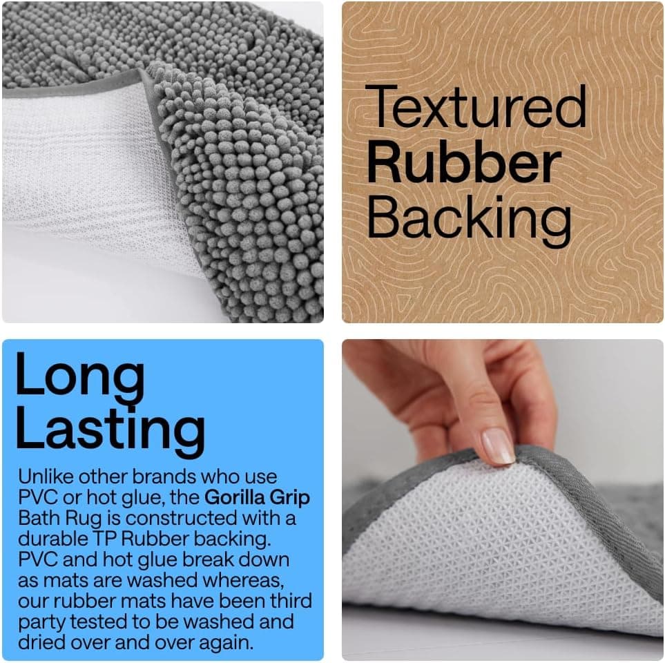 Gorilla Grip Bath Rug Mat 30x20 Thick Chenille thumbnail 3