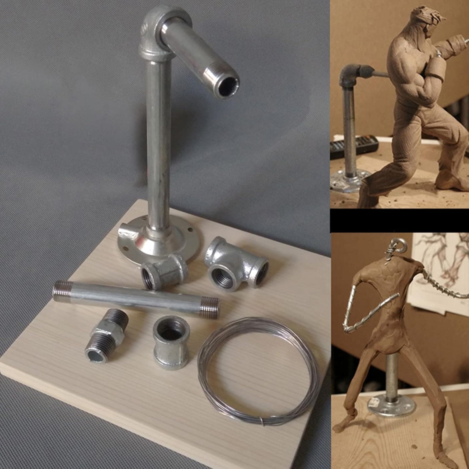 JYSWDZ Adjustable Clay Model Stand with Wooden Base thumbnail 2