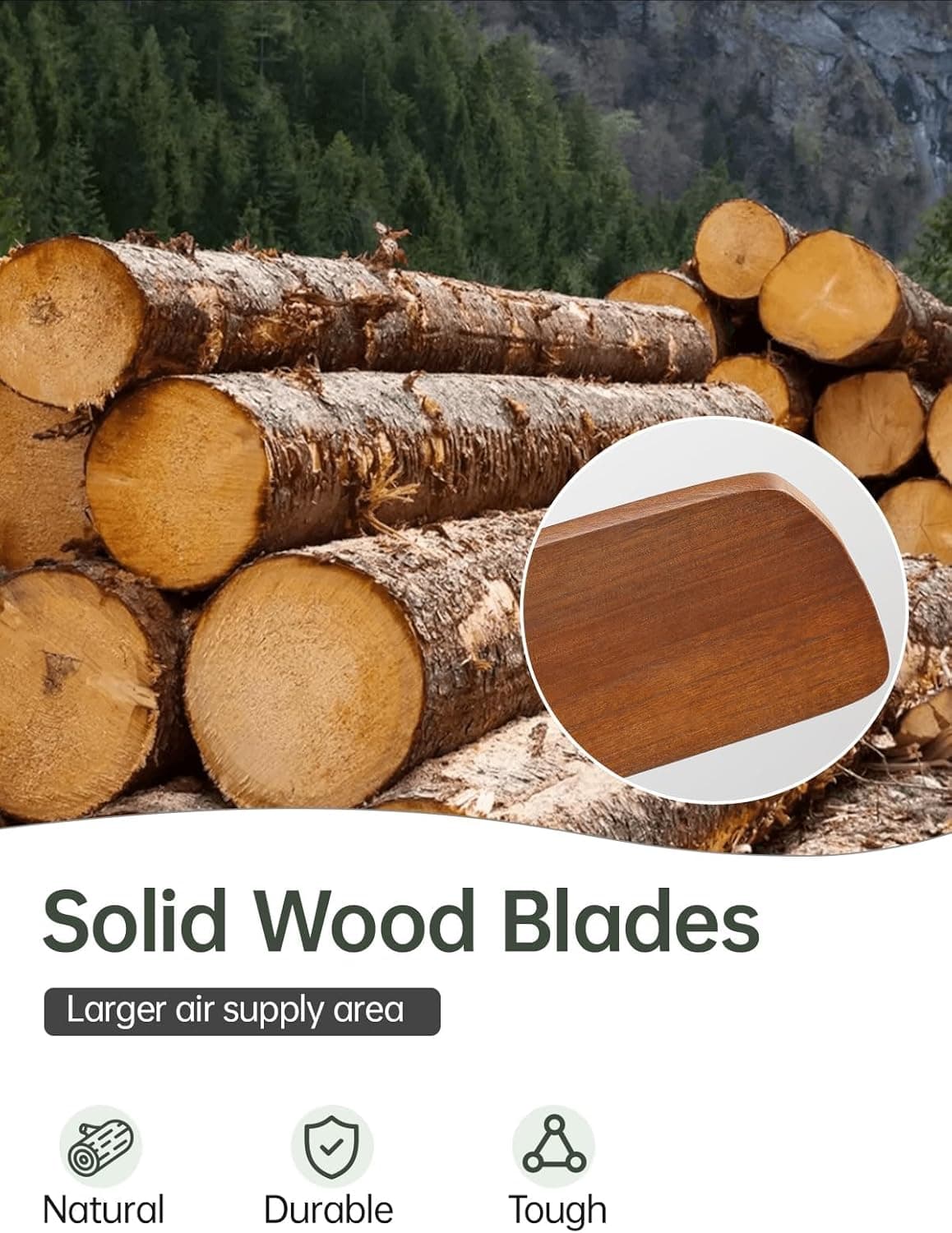 Sofucor 52 Inch Solid Wood Ceiling Fan with LED Light thumbnail 4