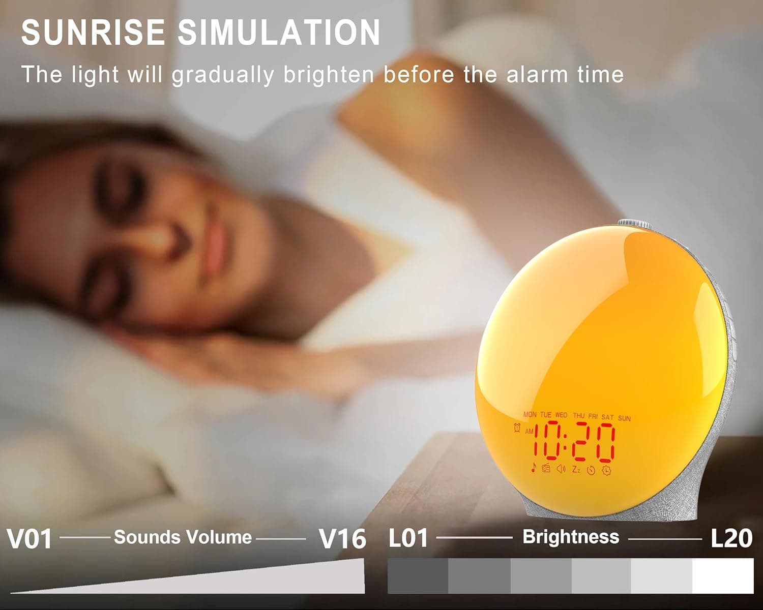 JALL Wake Up Light Sunrise Alarm Clock thumbnail 3