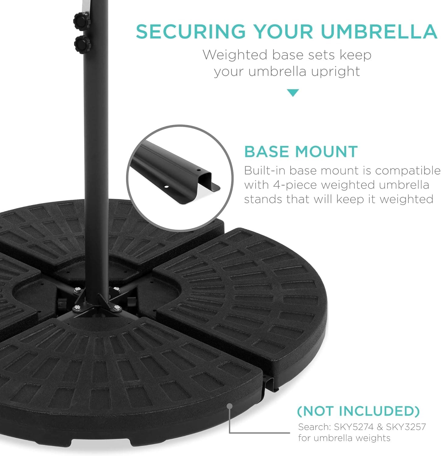 Best Choice Products 10ft Solar LED Offset Hanging Market Patio Umbrella with Easy Tilt thumbnail 5