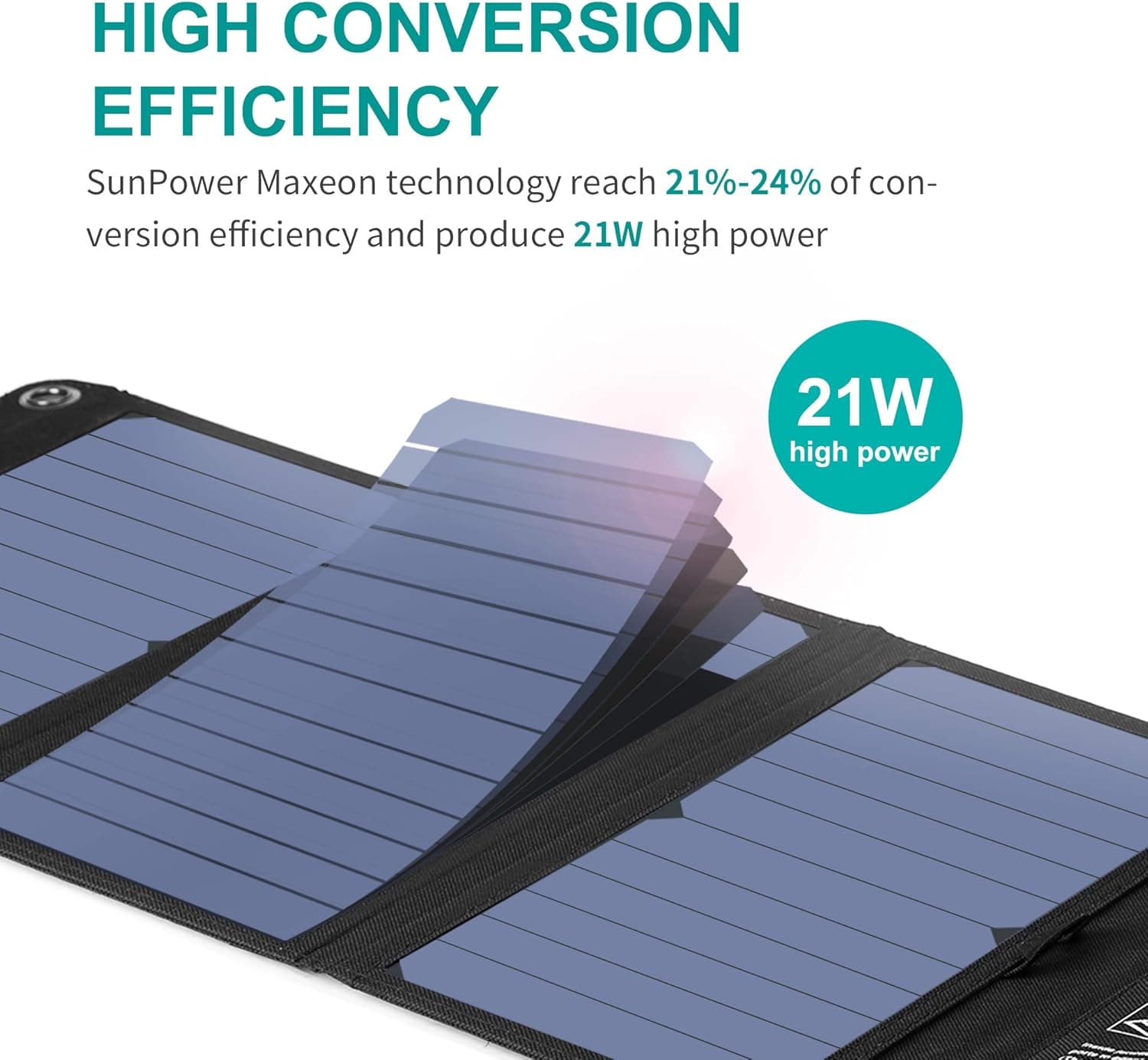 Nekteck 21W Solar Charger with 2 USB Ports thumbnail 2