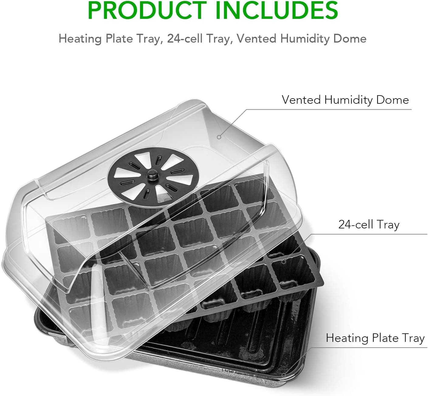 iPower Heating Seed Starter Germination Kit with Dome thumbnail 3