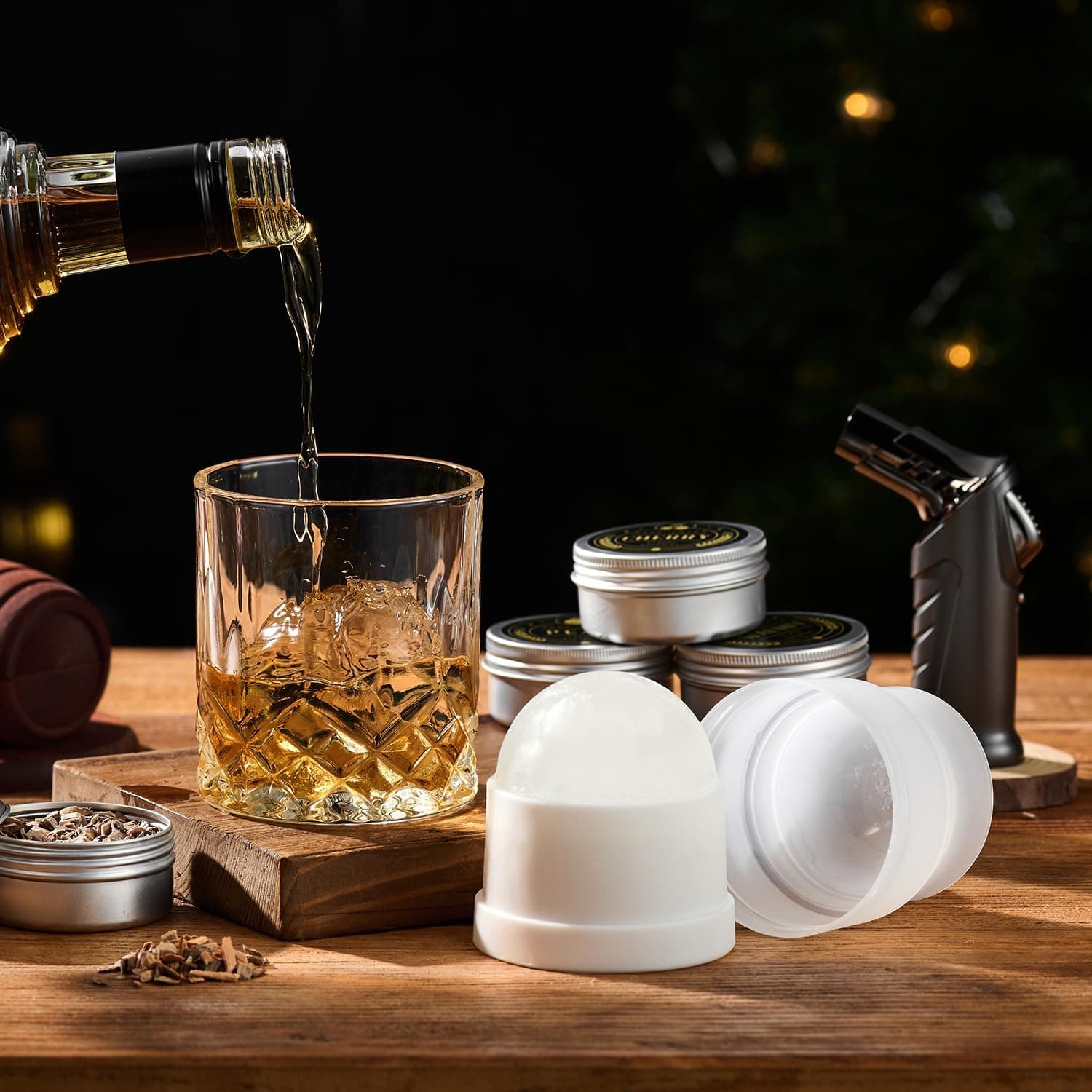Whiskey Smoker Kit with Torch - 6 Flavors Wood Chips, 2 Glasses, 2 Ice Ball Molds thumbnail 5