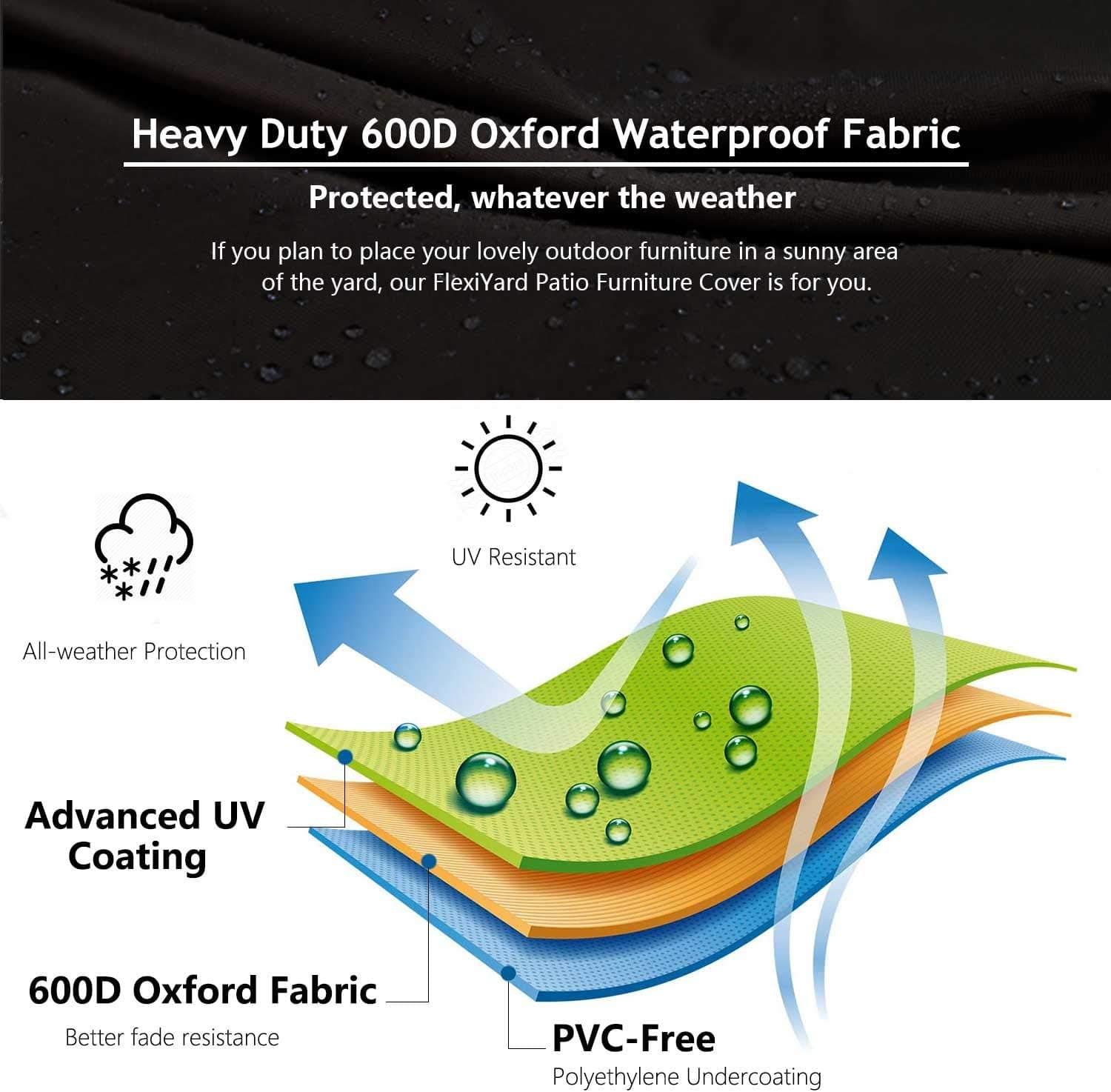 Flexiyard Heavy Duty Outdoor Sectional Sofa Cover, L-Shaped 600D Waterproof thumbnail 4