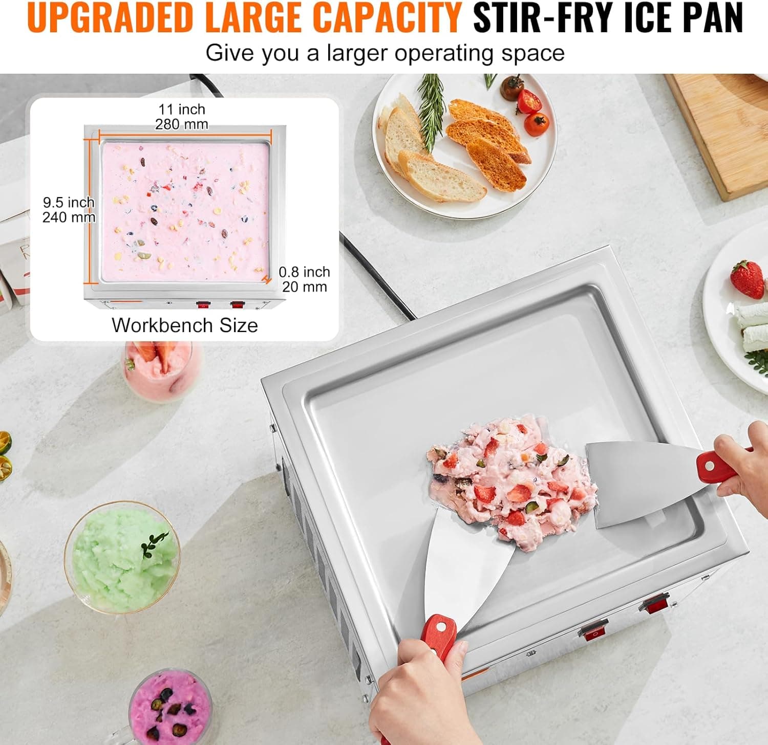 Happybuy Fried Ice Cream Roll Machine with Compressor thumbnail 4