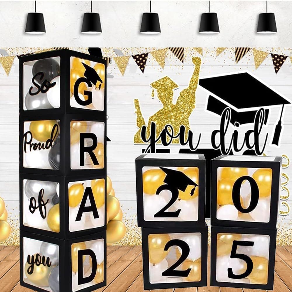 Graduation Balloon Boxes with GRAD Letters and 20 Balloons thumbnail 3