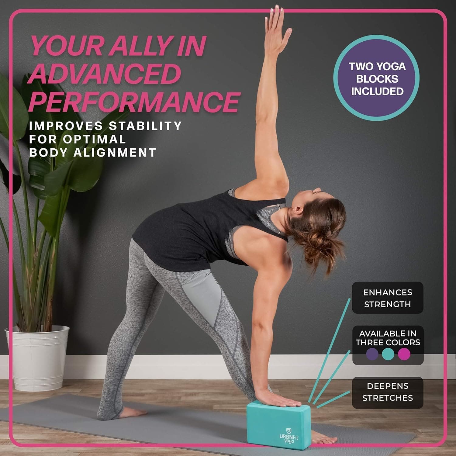 URBNFit Yoga Blocks 2 Pack with Strap thumbnail 2