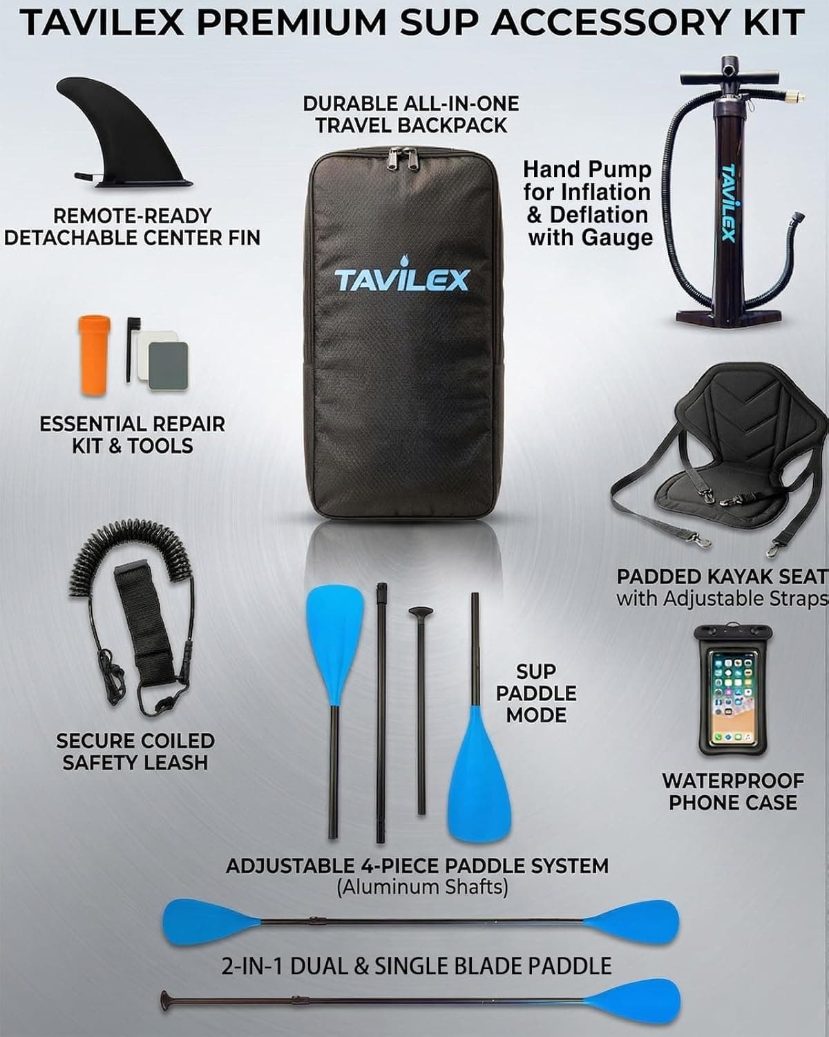 Tavilex Inflatable Stand Up Paddle Board with Seat 11'x33"x6" thumbnail 5