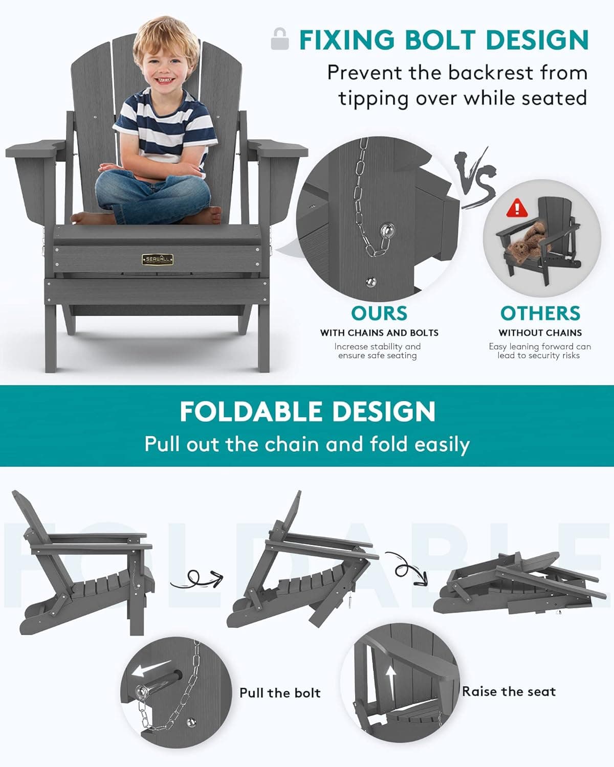 SERWALL Folding Adirondack Chair thumbnail 4