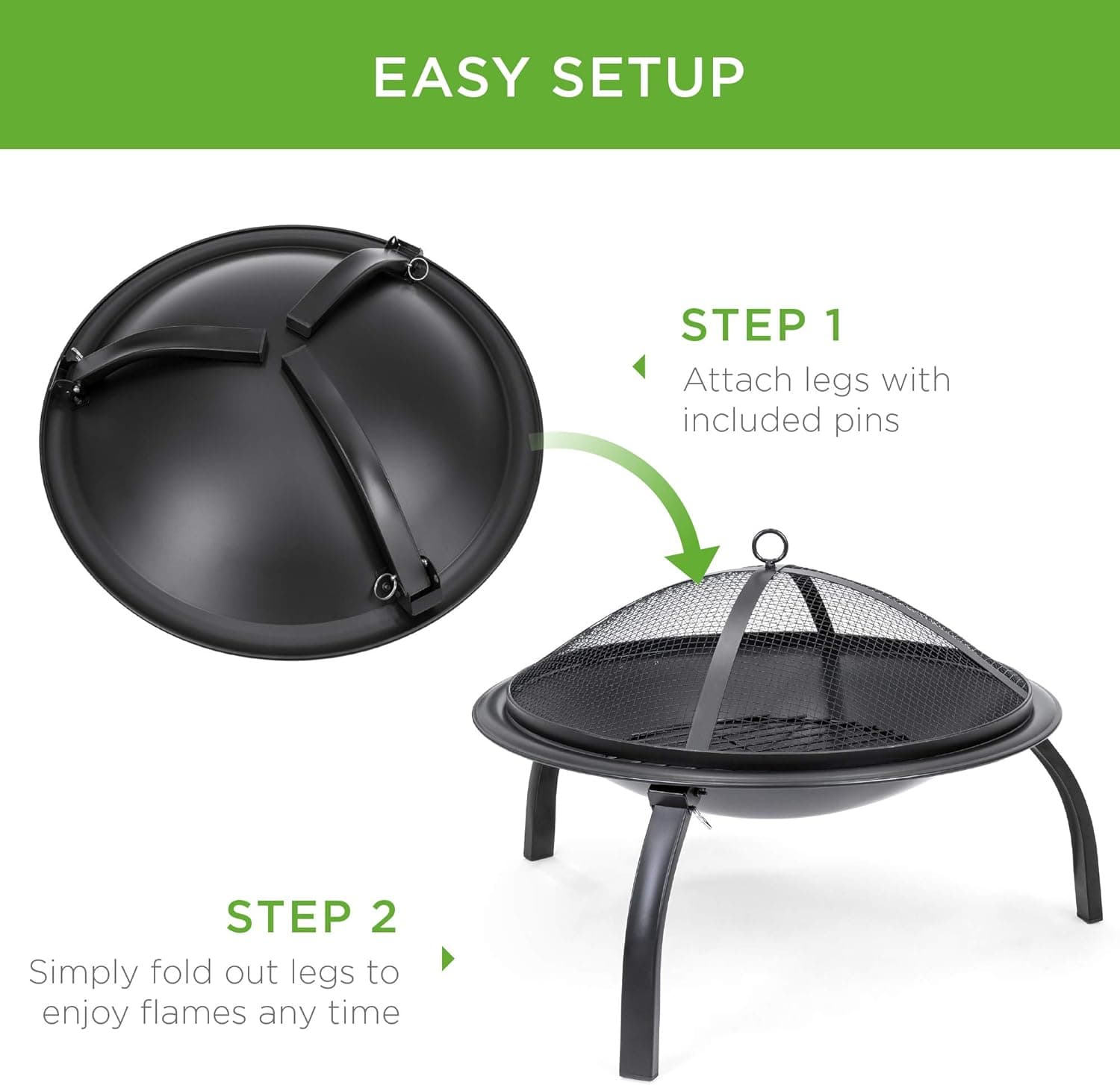 Best Choice Products 22-Inch Portable Folding Steel Fire Pit thumbnail 4