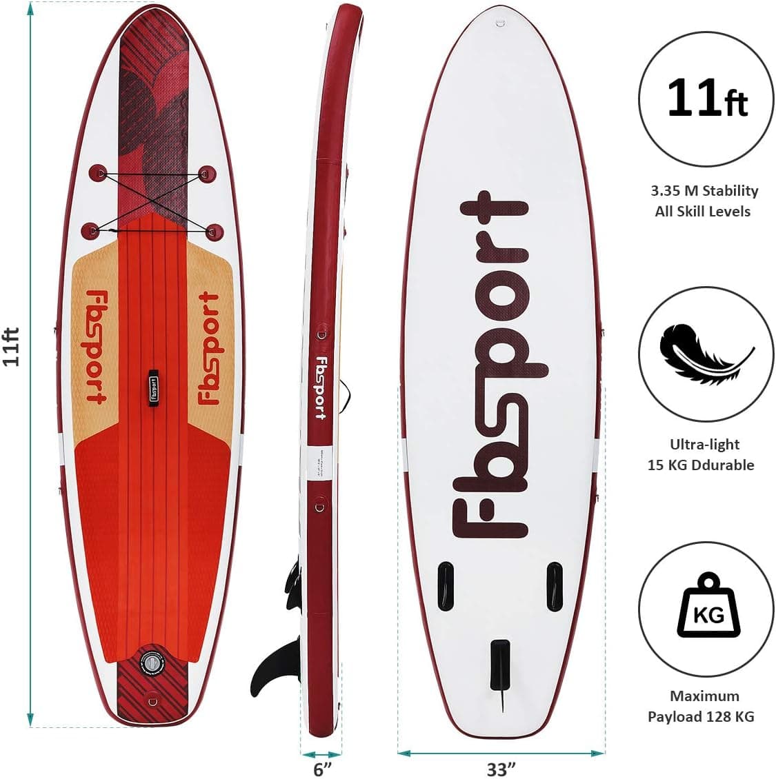 FBSPORT 11' Premium Inflatable Stand Up Paddle Board thumbnail 2