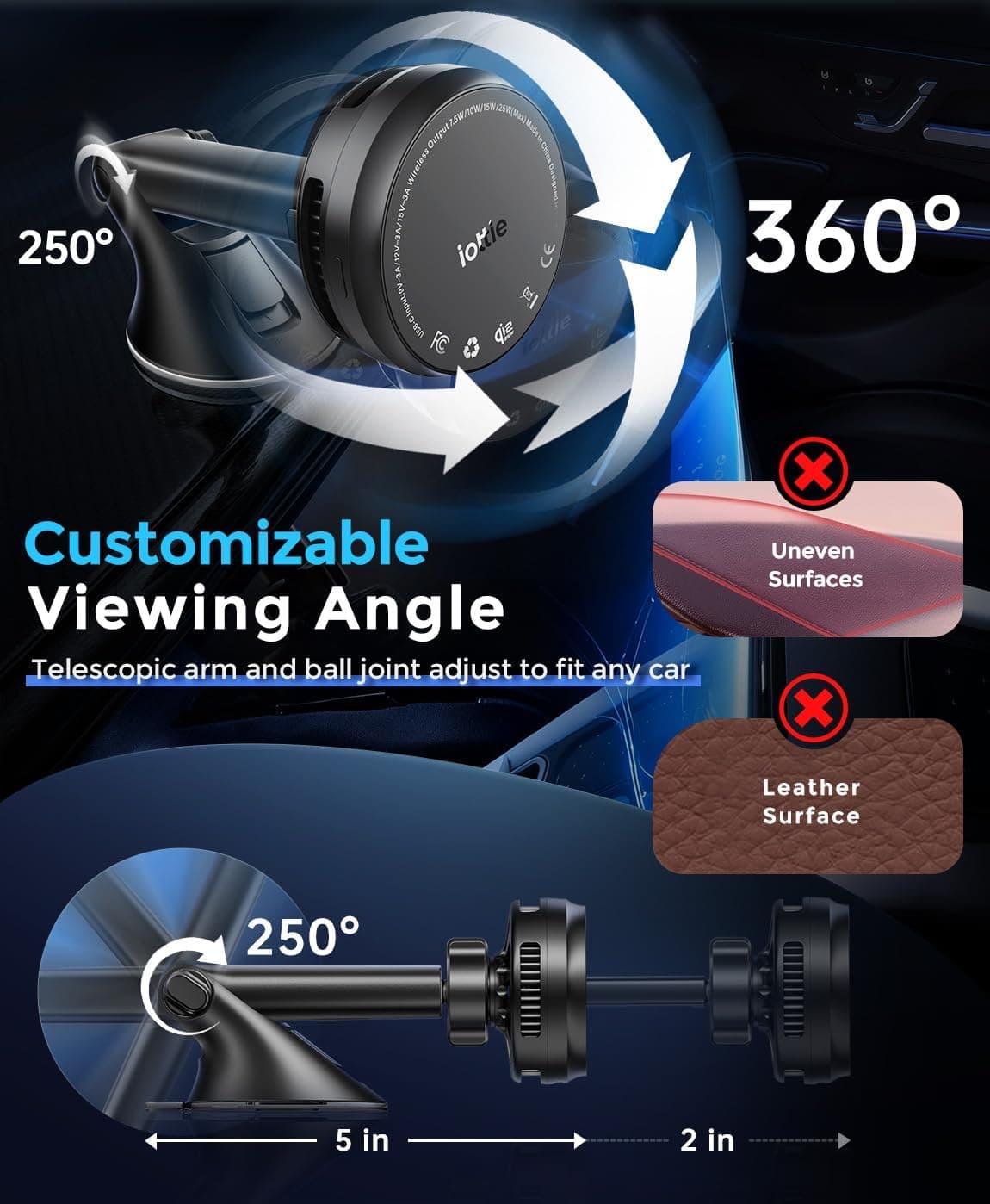 iOttie Velox Pro Qi2.2 25W Magnetic Wireless Car Charger thumbnail 4