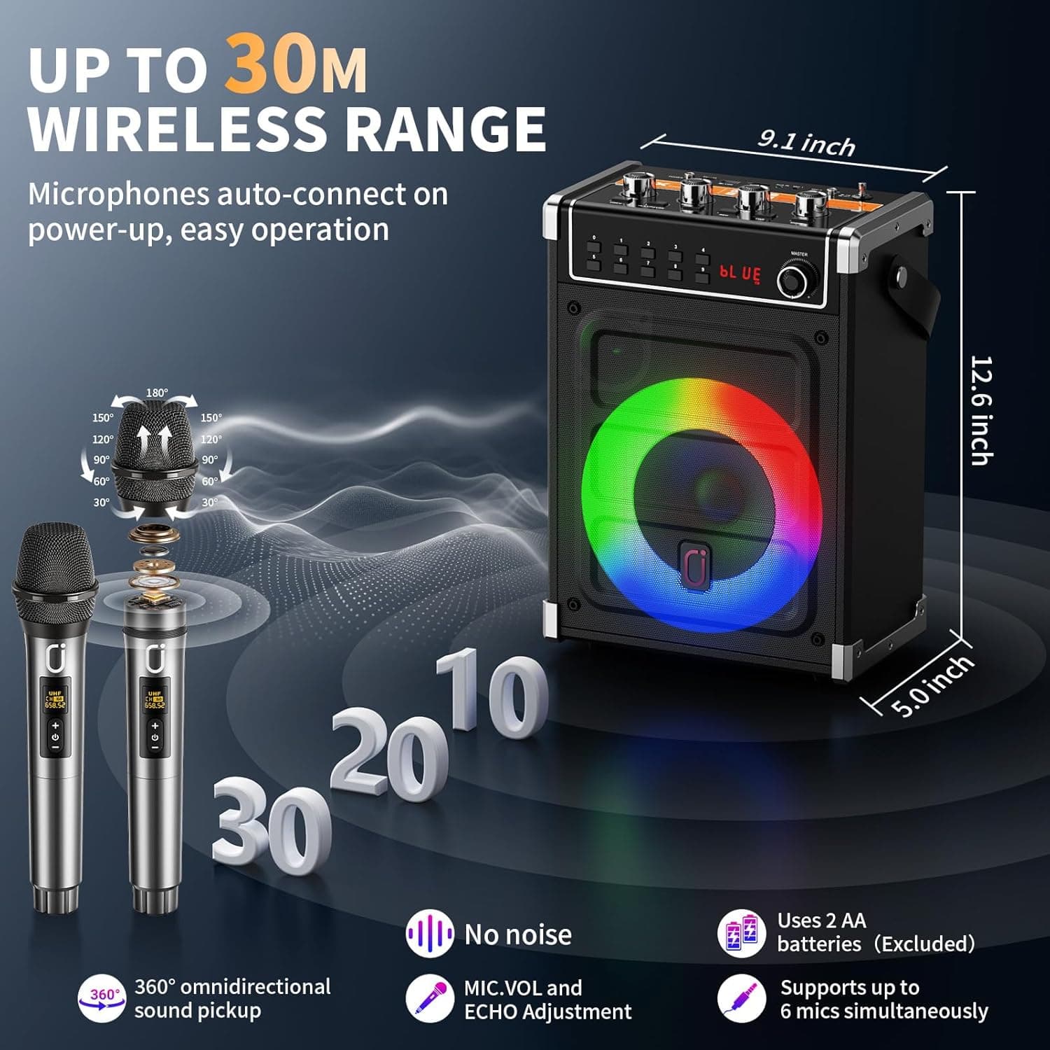 JYX Karaoke Machine with 2 Wireless Microphones thumbnail 5