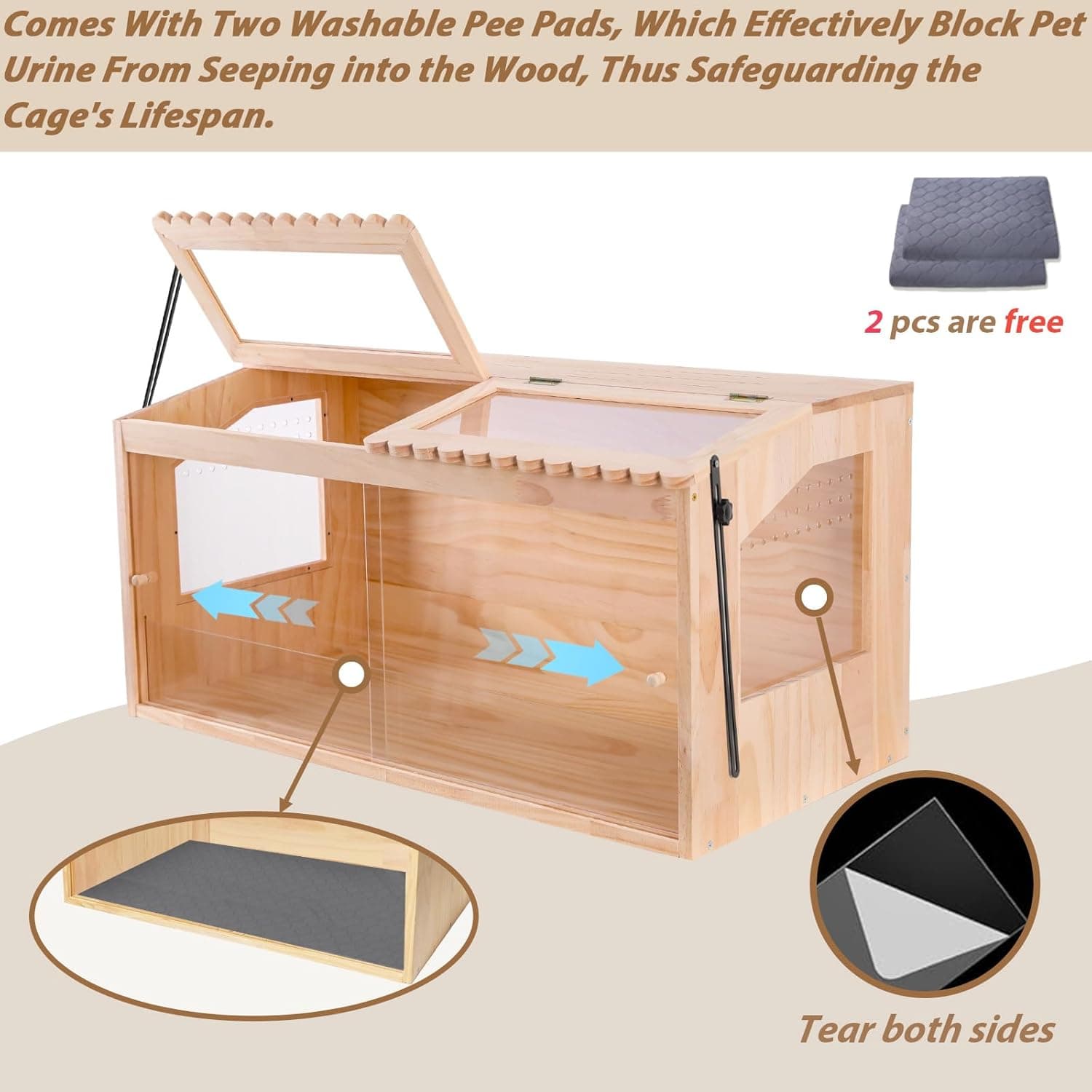 DZWLKJ Wooden Hamster Cage with Lace Window thumbnail 2