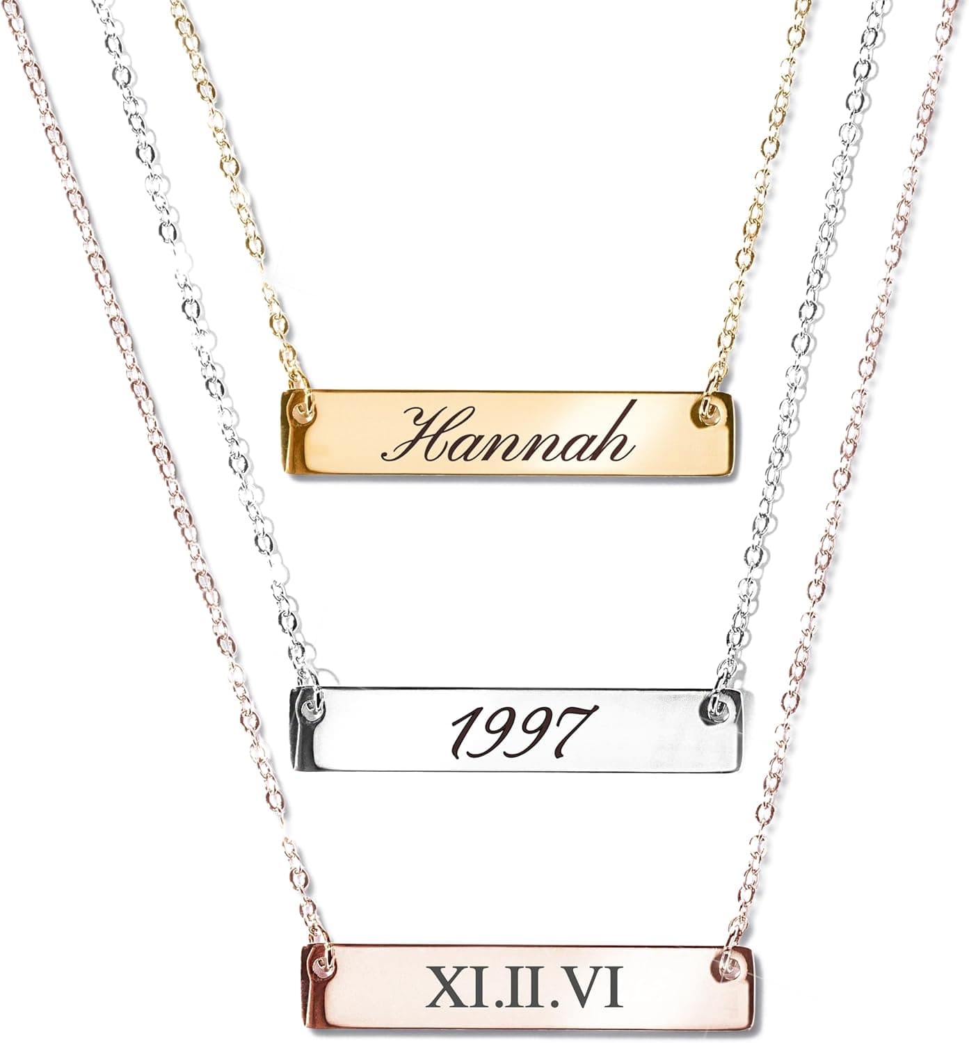 MignonandMignon Custom Engraved Name Bar Necklace - Personalized Coordinates, Names, Dates - image 1