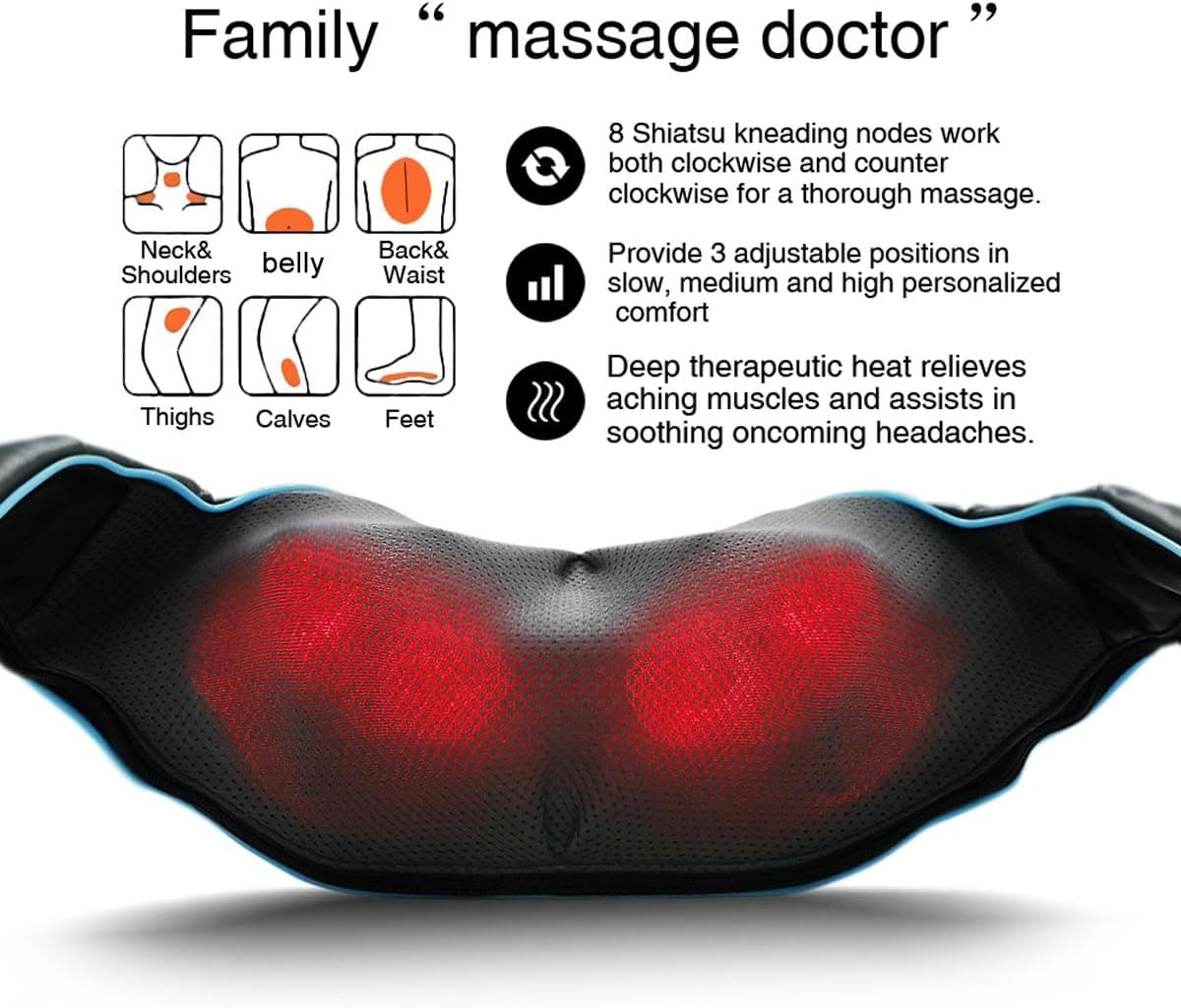 Mo Cuishle Shiatsu Back Shoulder and Neck Massager with Heat thumbnail 2