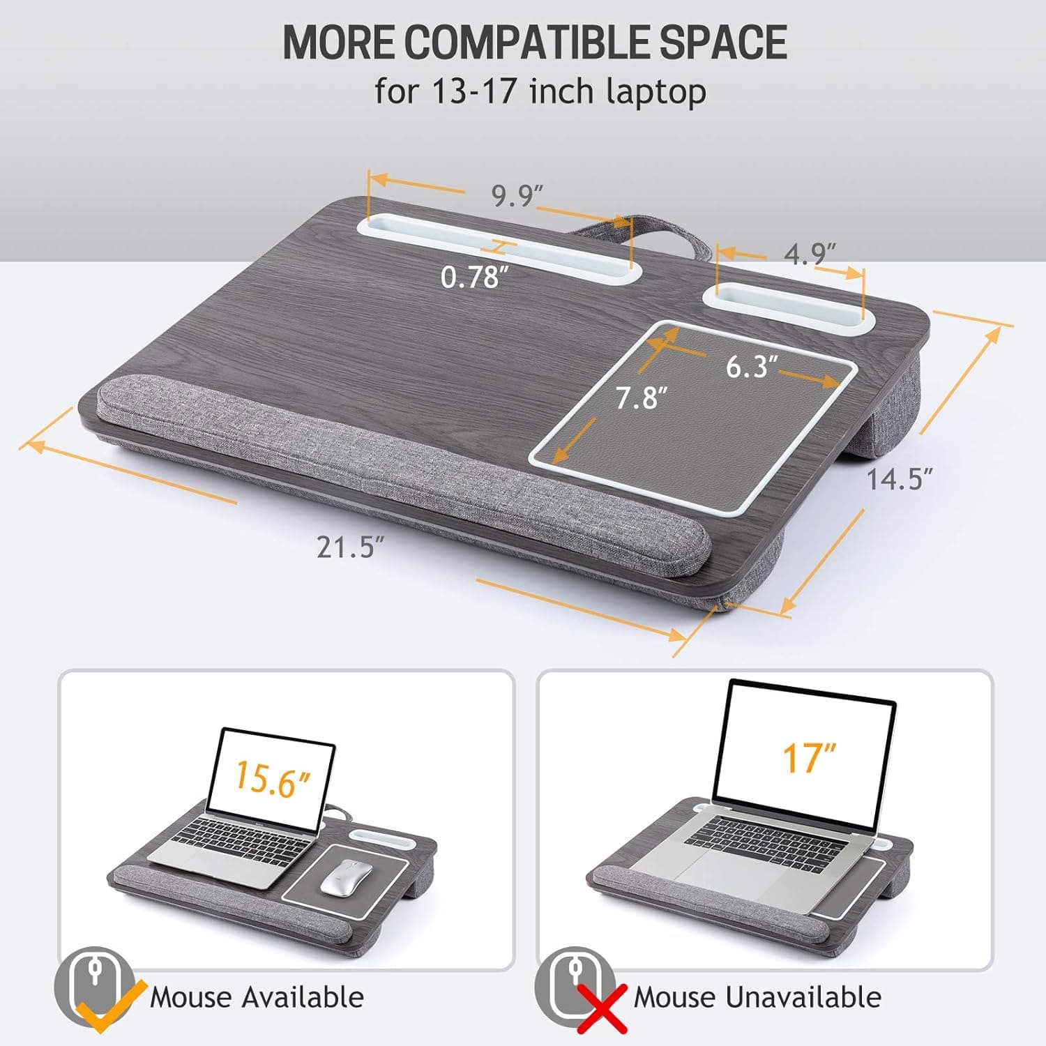 LORYERGO Laptop Lap Desk with Dual Cushions thumbnail 3
