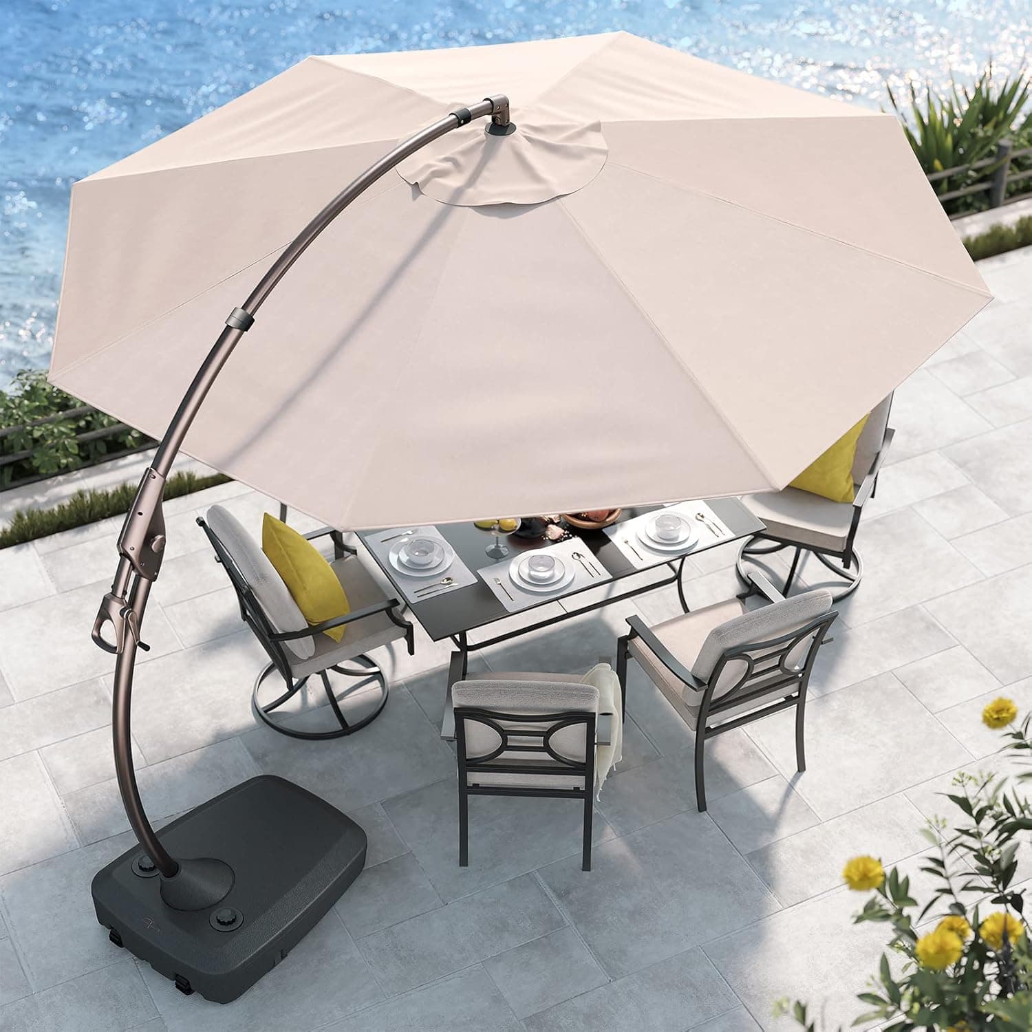 Grand Patio 11 FT Cantilever Umbrella with Base for Backyard thumbnail 2