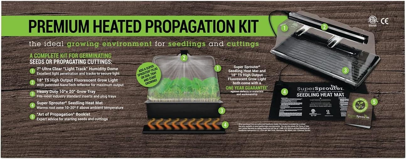 Super Sprouter Premium Heated Propagation Kit with T5 Light thumbnail 2