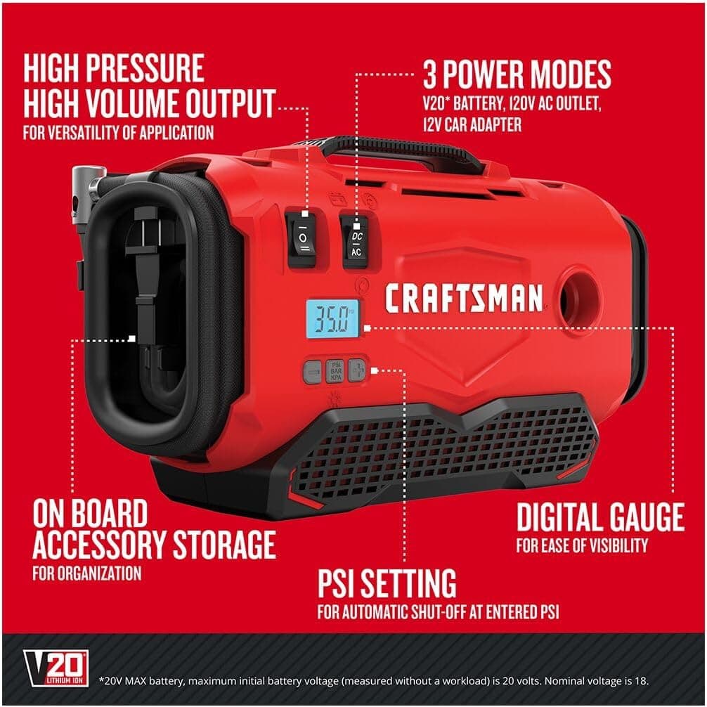 CRAFTSMAN V20 Cordless Tire Inflator (CMCE520B) thumbnail 2
