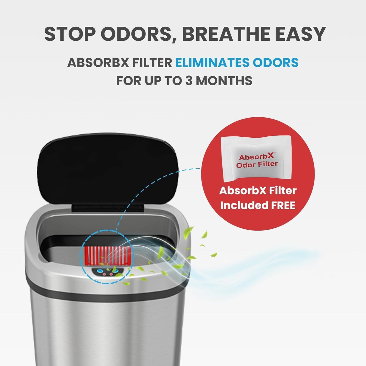 iTouchless 13 Gallon Sensor Trash Can with AbsorbX Odor Filter thumbnail 5
