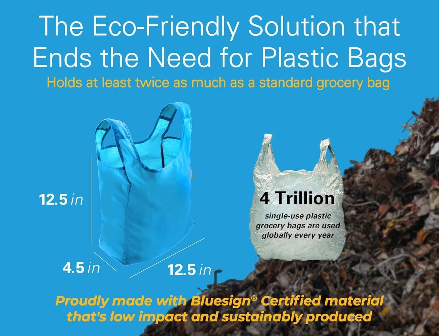 BagPodz Reusable Grocery Bags 5-Pack in Compact Pod with Carry Clip thumbnail 3