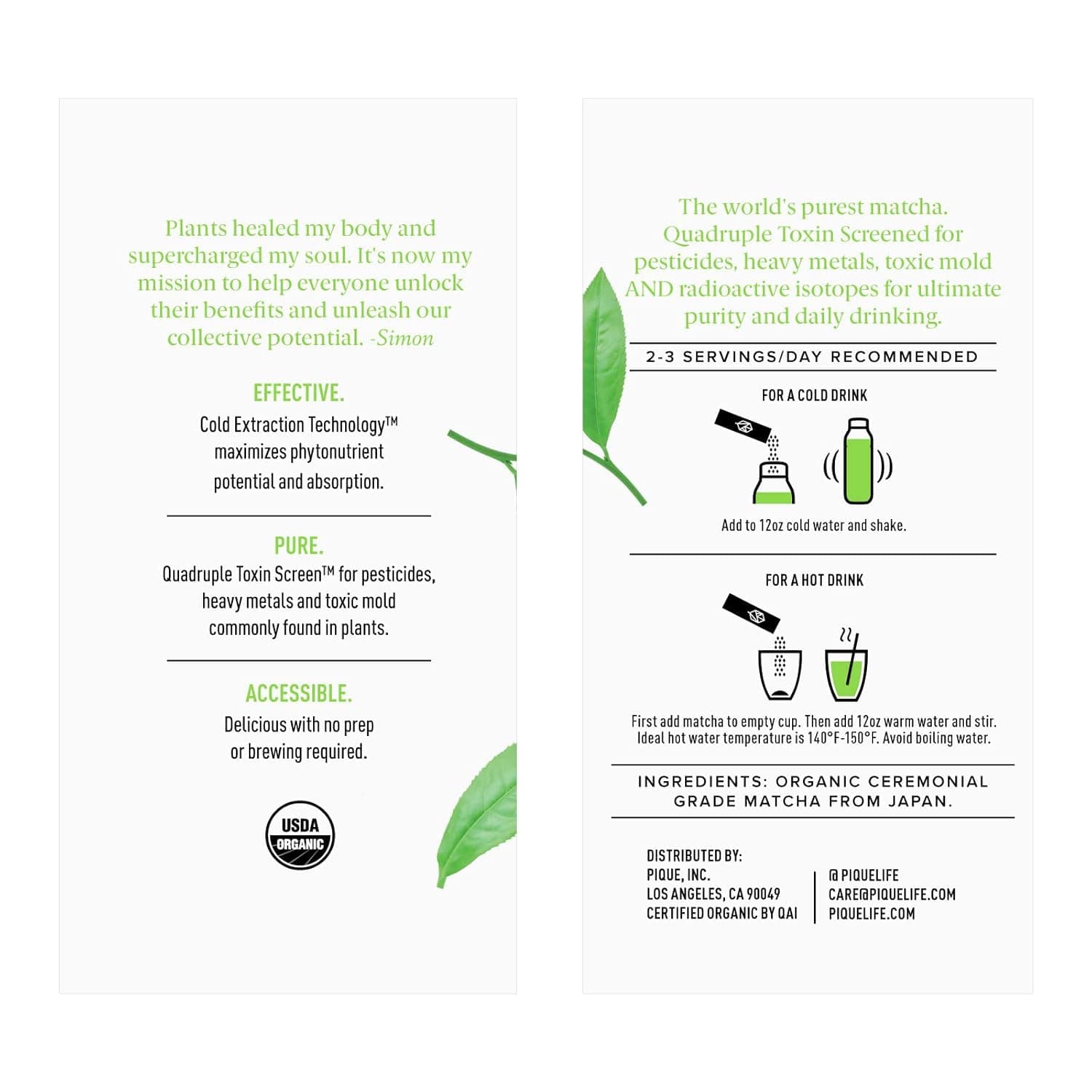 Pique Organic Sun Goddess Matcha Single Serve Sticks thumbnail 2