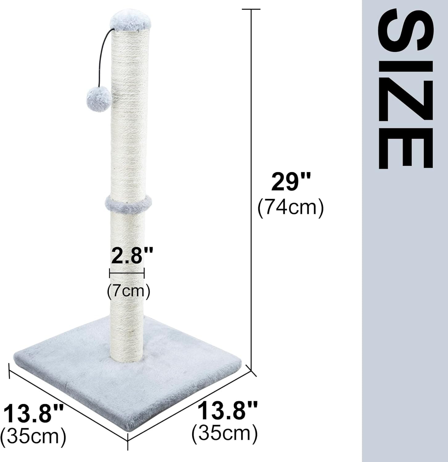 Dimaka 29" Tall Cat Scratching Post with Sisal and Plush thumbnail 2