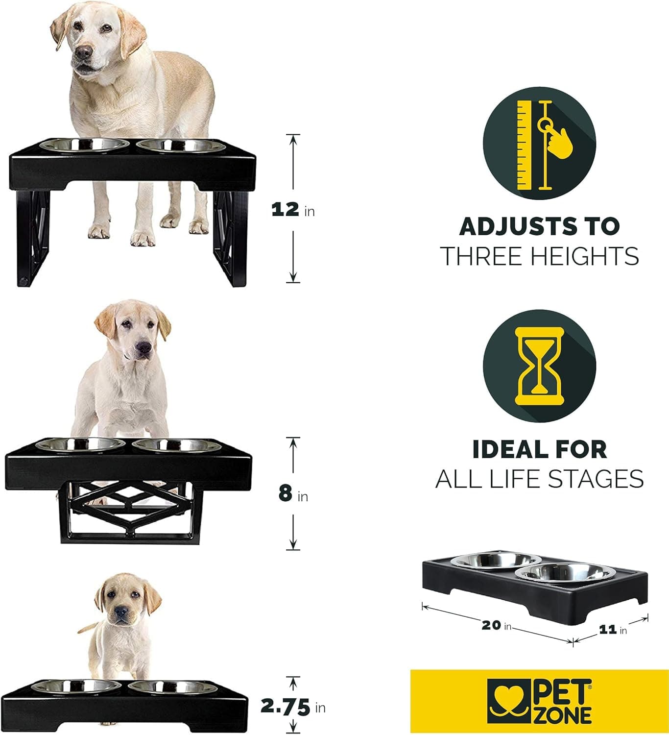 Pet Zone Designer Diner Adjustable Elevated Dog Bowls thumbnail 3