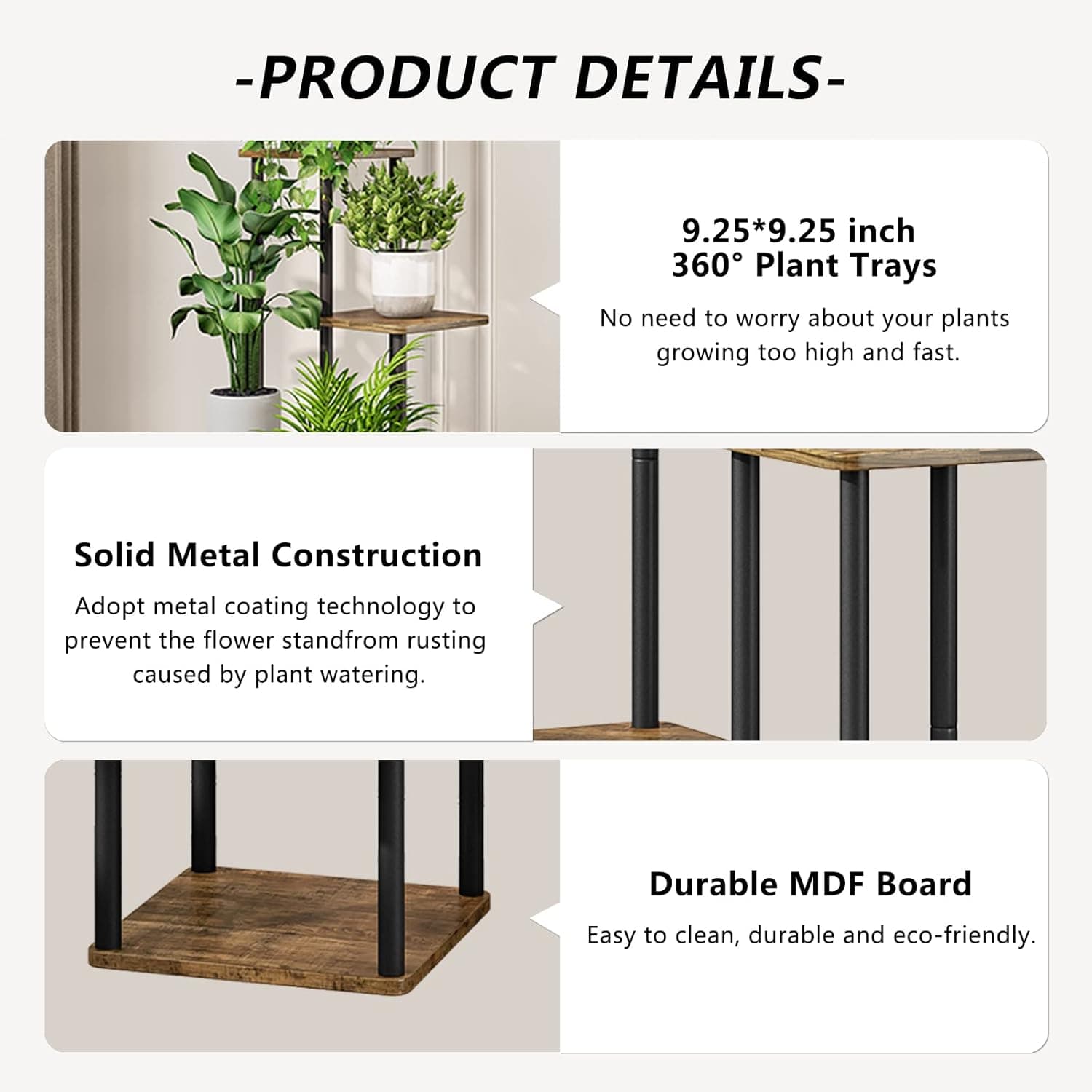 AZERPIAN 5-Tier Metal Corner Plant Stand — Indoor Flower Shelf Rack thumbnail 5