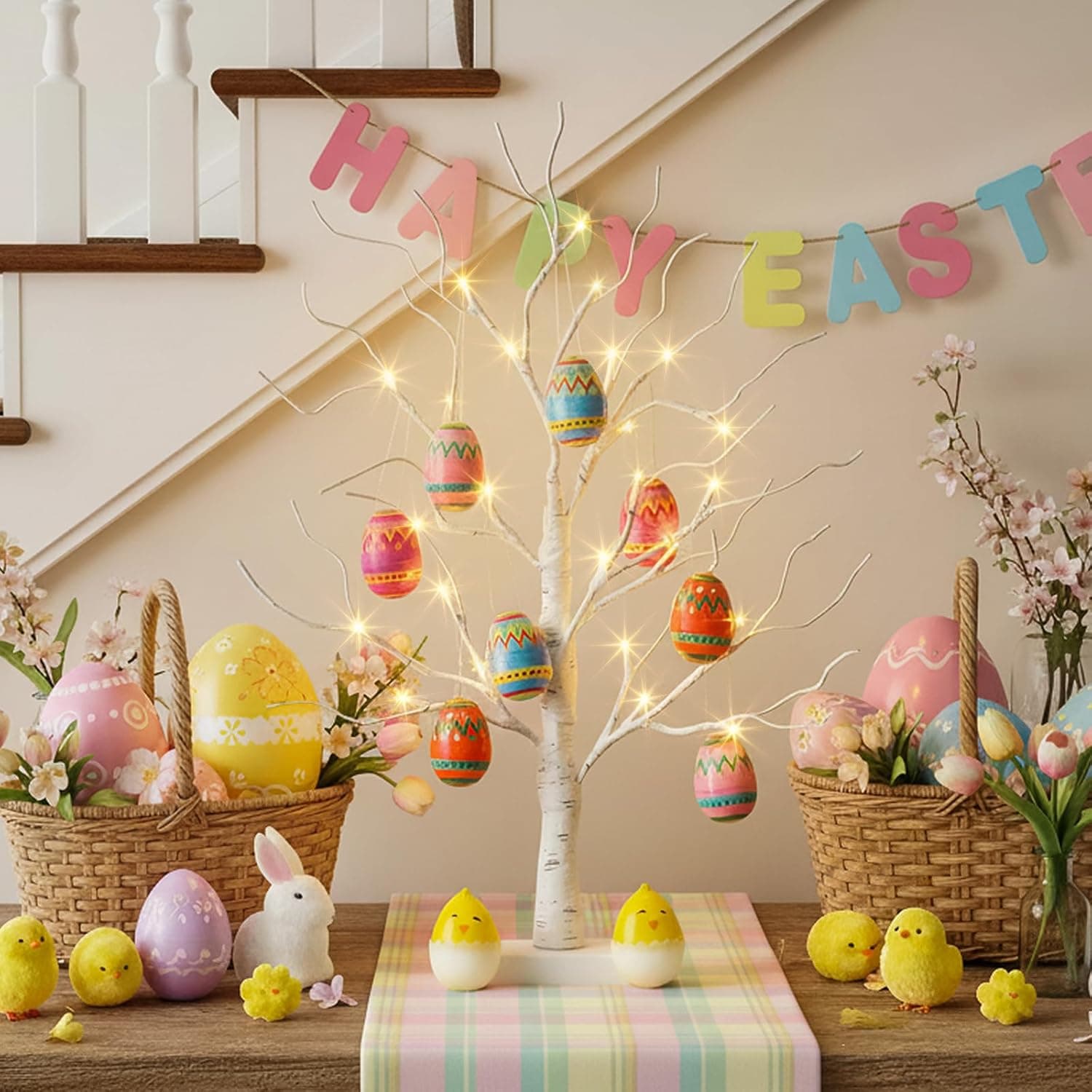 EAMBRITE Lighted Easter Egg Tree with 10 Egg Ornaments thumbnail 2