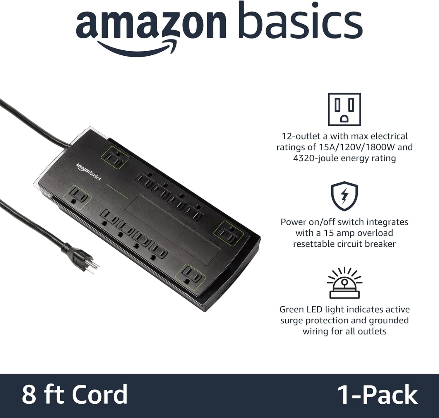 Amazon Basics 12-Outlet Surge Protector thumbnail 2