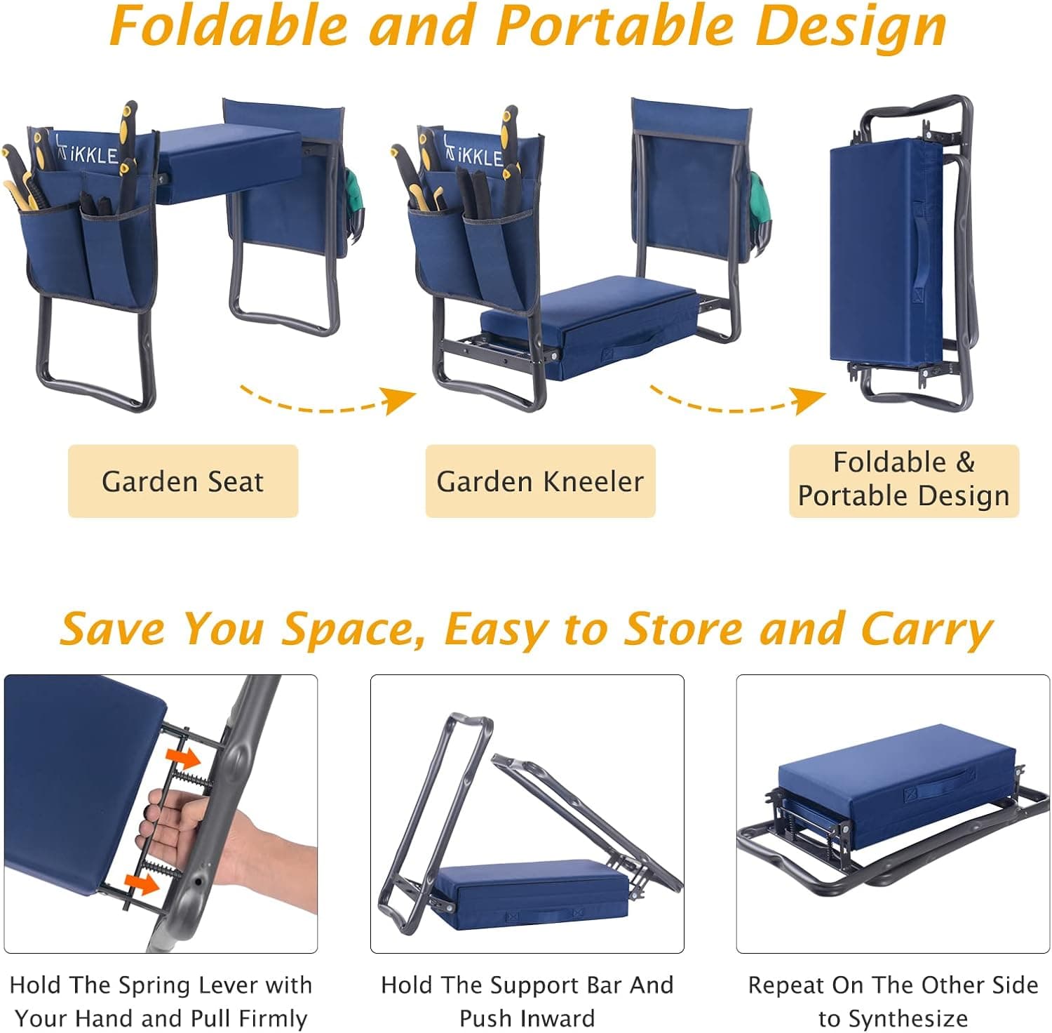 Patented Garden Kneeler and Seat with Detachable Pad thumbnail 4