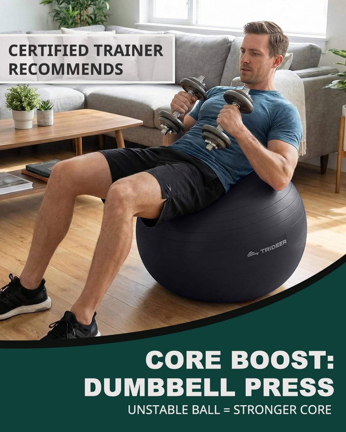 Trideer Exercise Ball for Yoga, Pilates & Fitness thumbnail 4