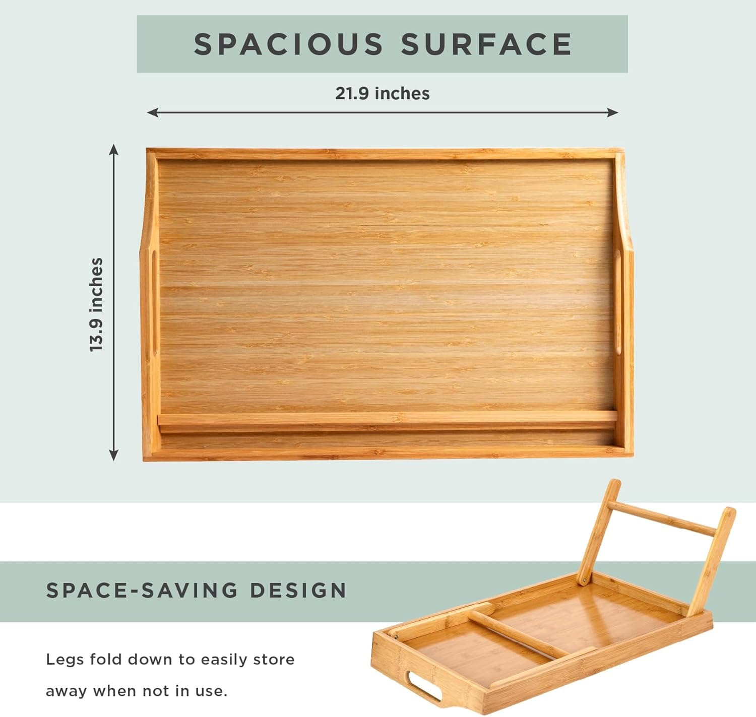 Rossie Home Bamboo Bed Tray Lap Desk with Phone Holder thumbnail 5