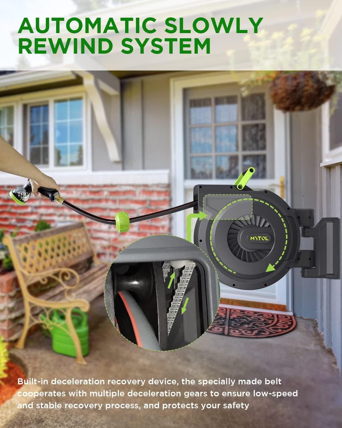 MYTOL Retractable Garden Hose Reel 5/8 in x 82 ft thumbnail 3