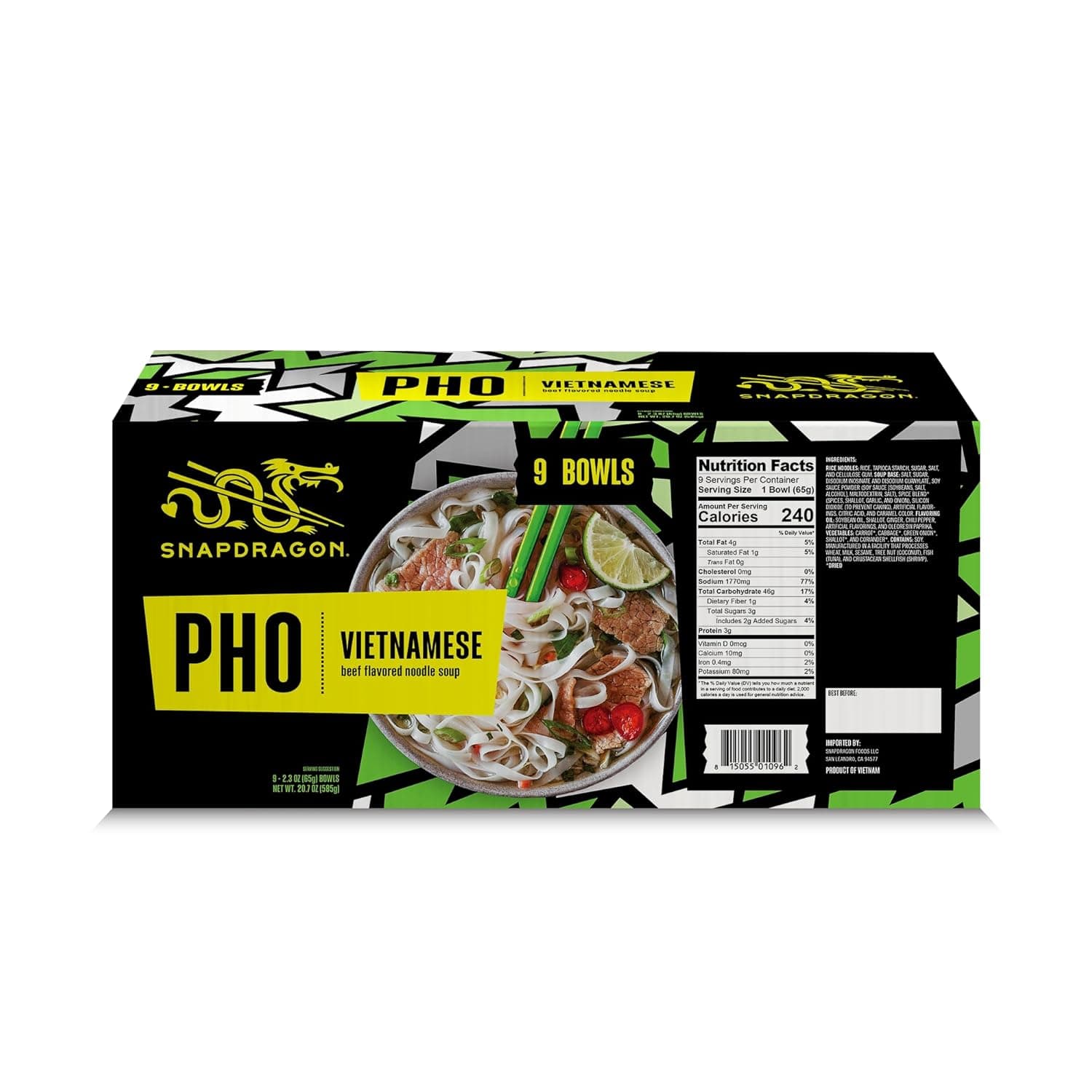 Snapdragon Pho Instant Noodle Bowls, 2.3 oz (9 Pack) thumbnail 4