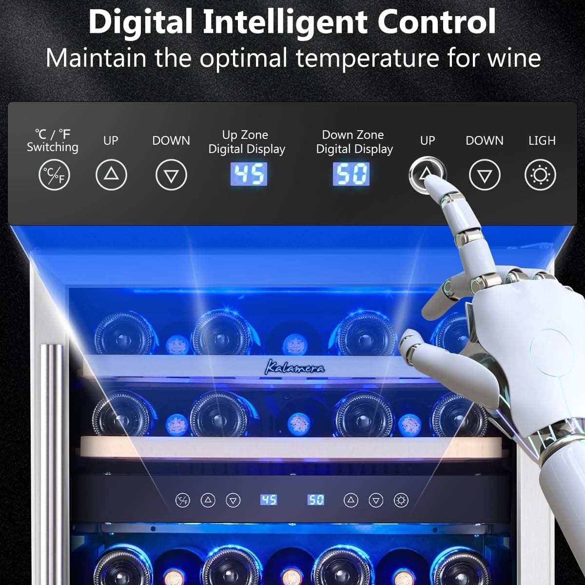 Kalamera 24 Inch 37-Bottle Dual Zone Wine Cooler thumbnail 5