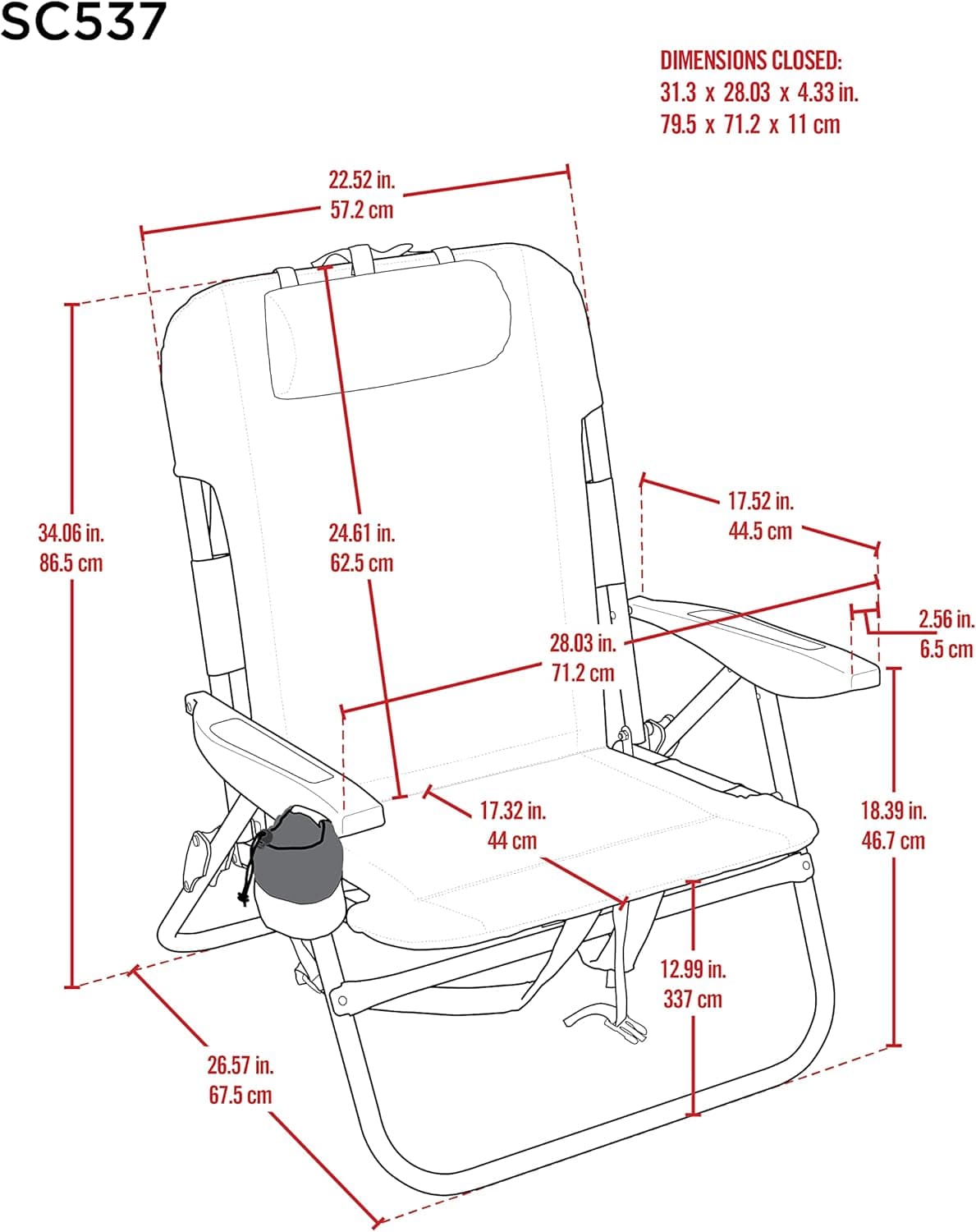 Tommy Bahama Big Boy 4-Position Backpack Beach Chair thumbnail 3