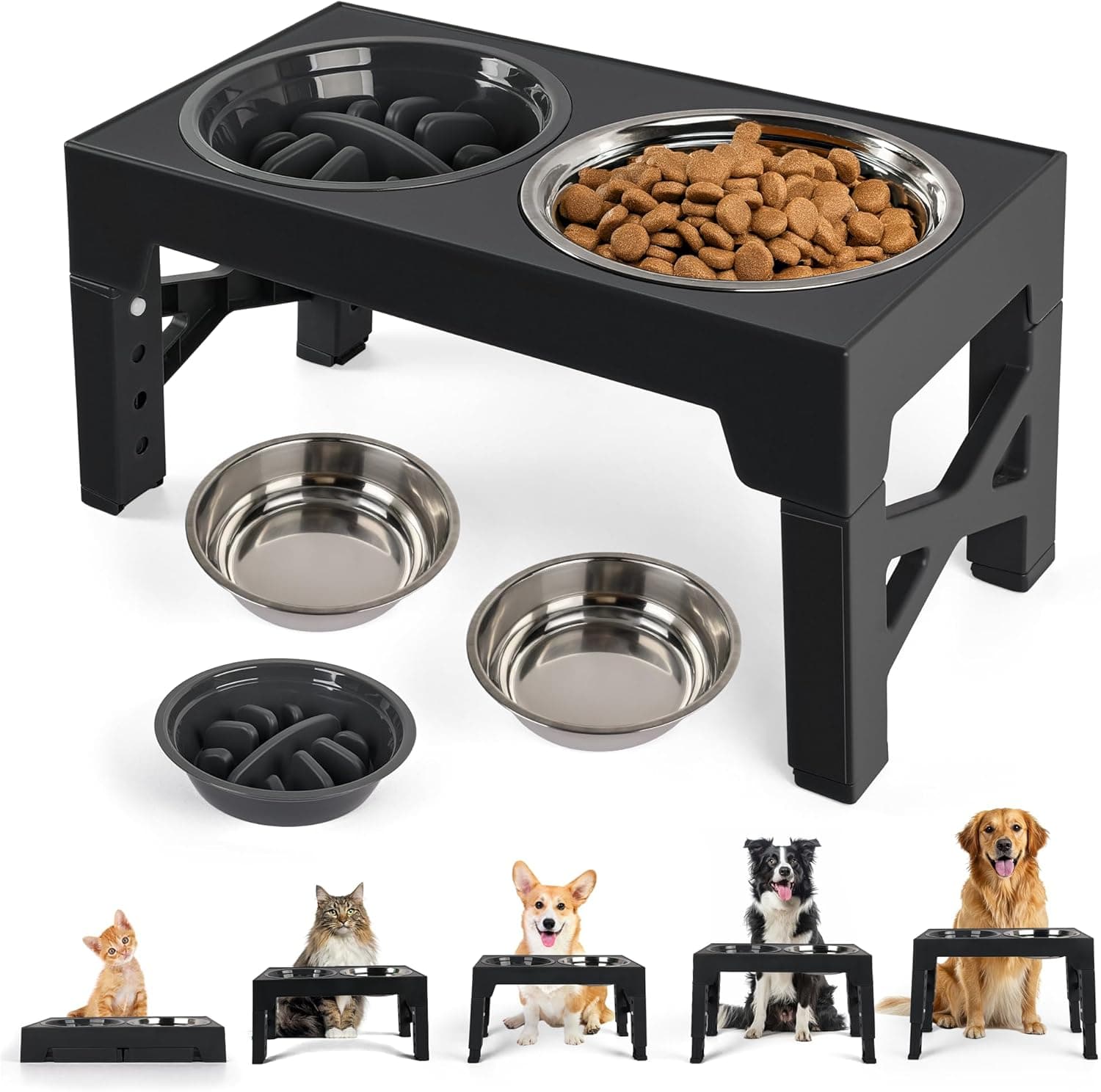 PAWISE Elevated Dog Bowls 4 Height Adjustable - image 1