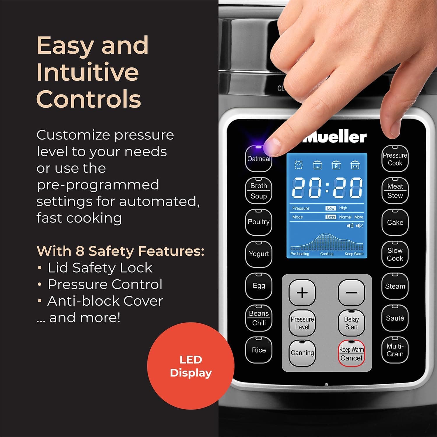 Mueller UltraPot 10-in-1 Electric Pressure Cooker (6 Quart) thumbnail 5