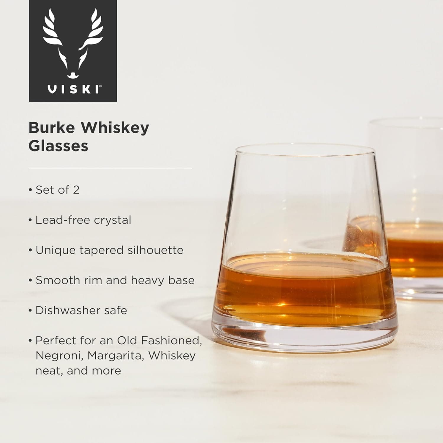 Viski Burke Whiskey Glasses with Pyramid Design, Set of 2 thumbnail 2